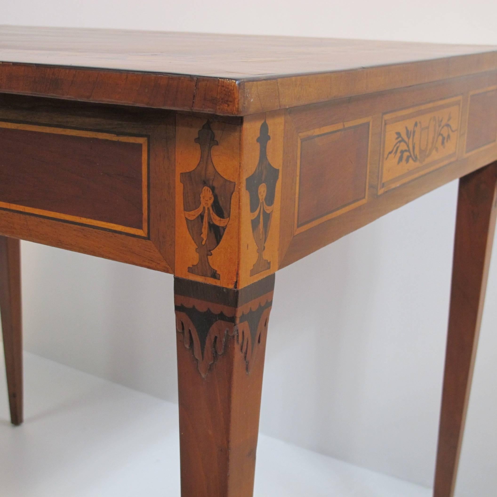 Fruitwood  Italian Parquetry Inlaid Writing Table Desk, 18th Century For Sale