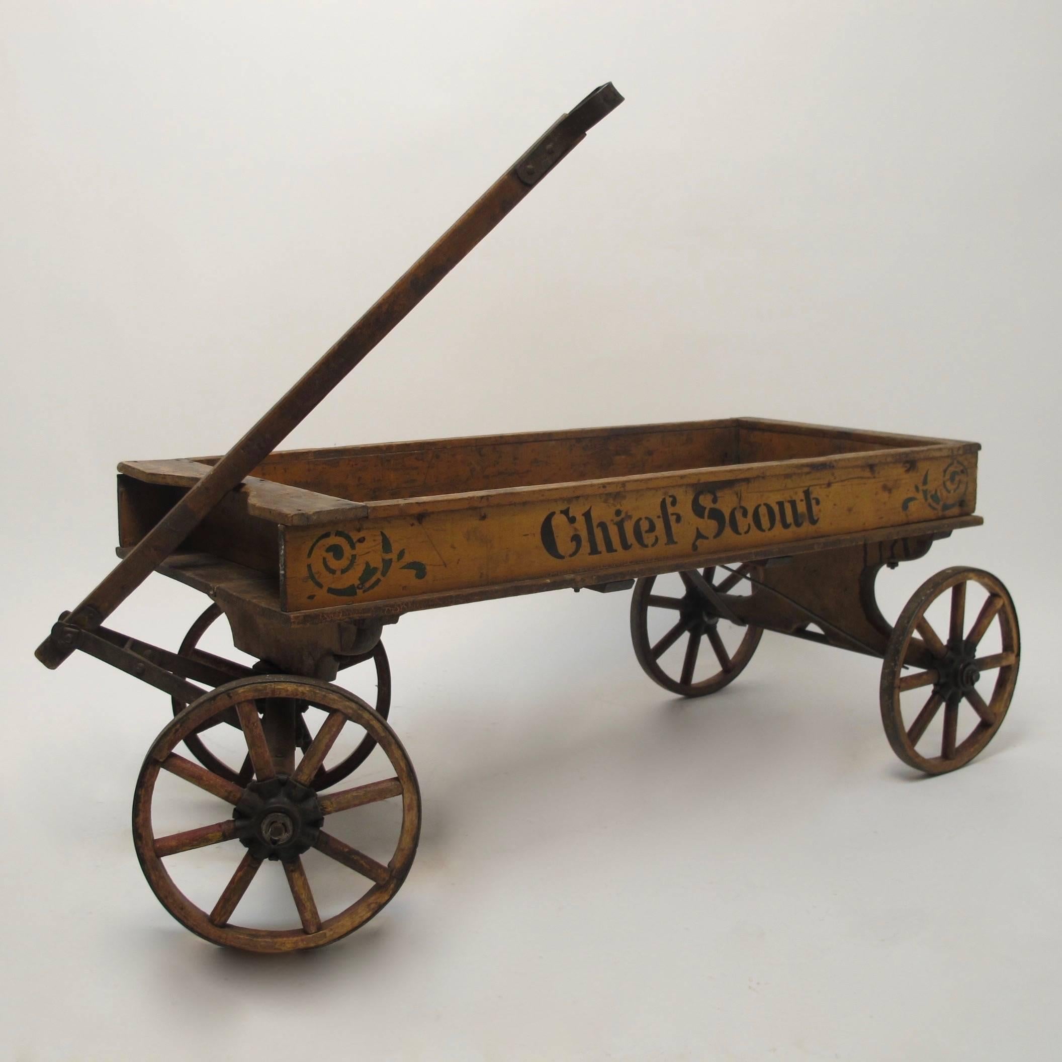 American 19th Century Chief Scout Wooden Wagon