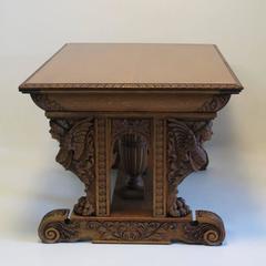 Carved Oak Library Table Desk