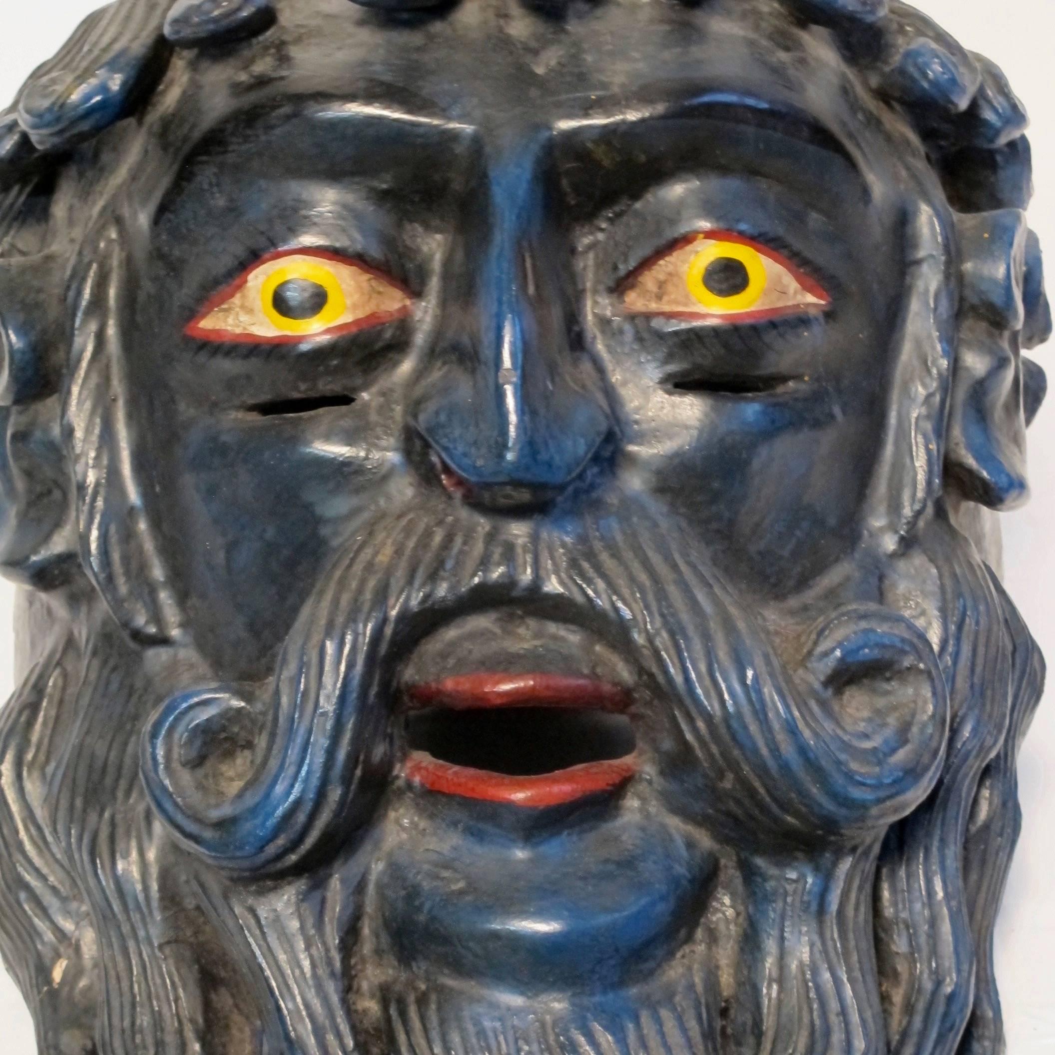 Hand-Painted Mexican Helmut Mask of Poseidon