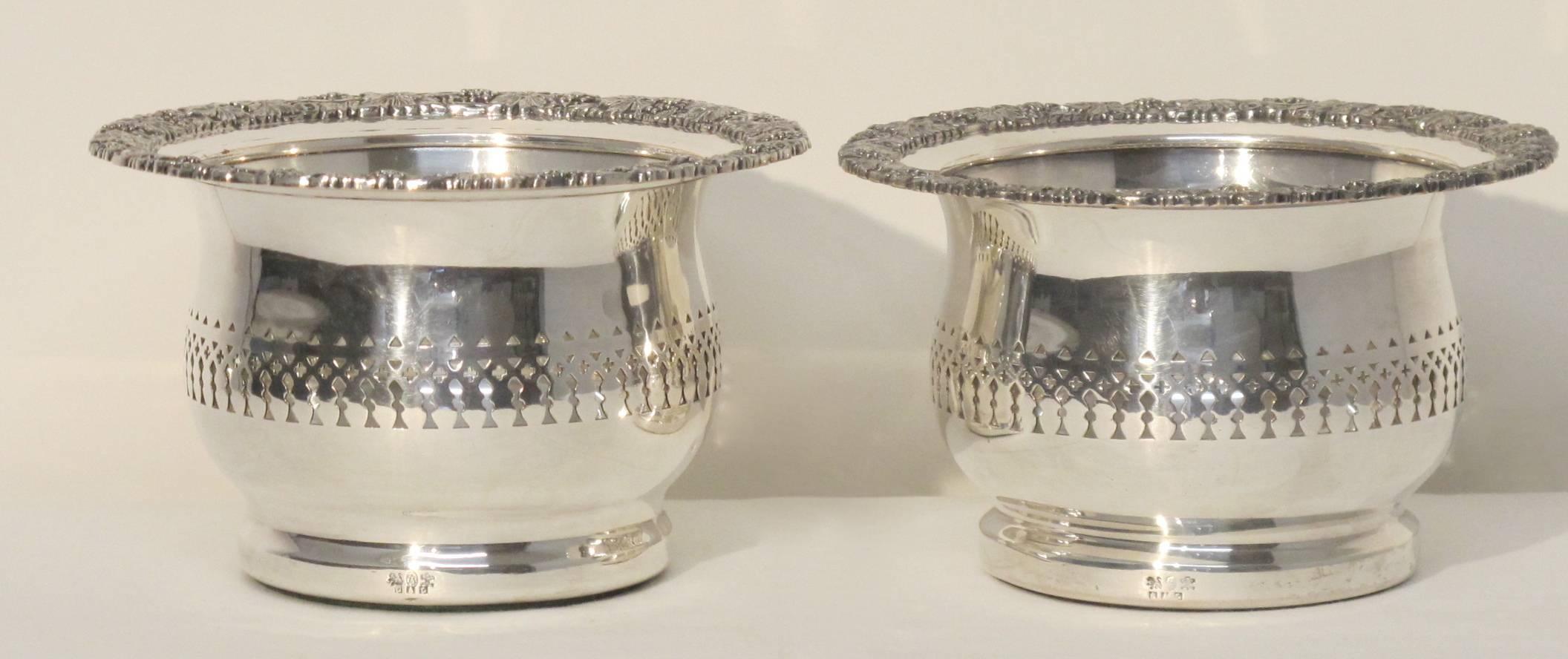 Pair of Silver Plated Magnum Wine Coasters, American 1