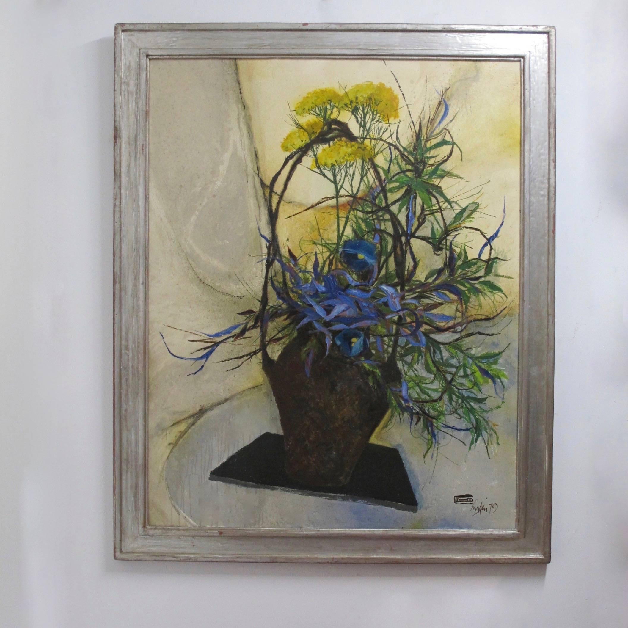 Mid-Century Modern Large Modern Expressionist Still Life Painting For Sale