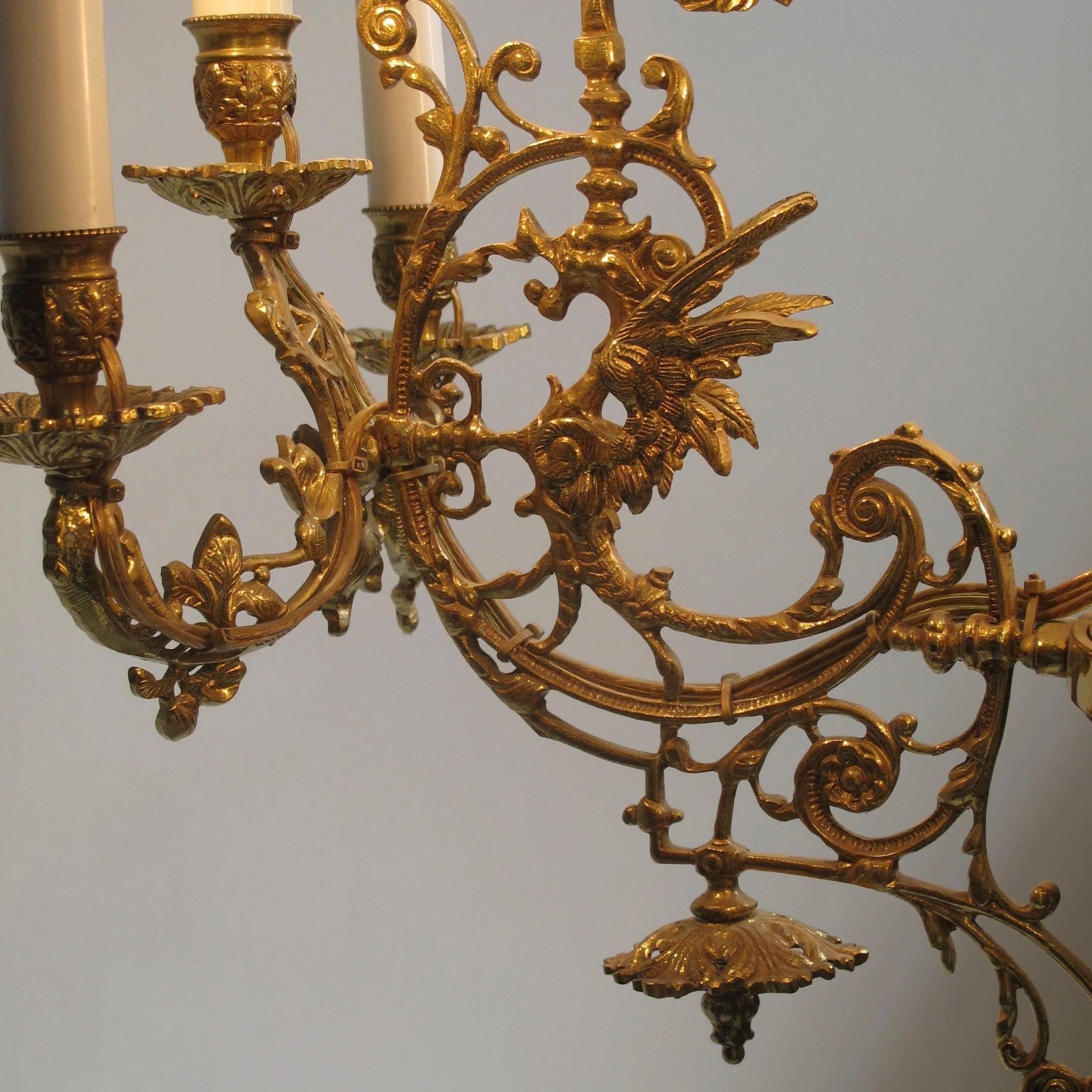 19th Century Dutch Brass Chandelier 4