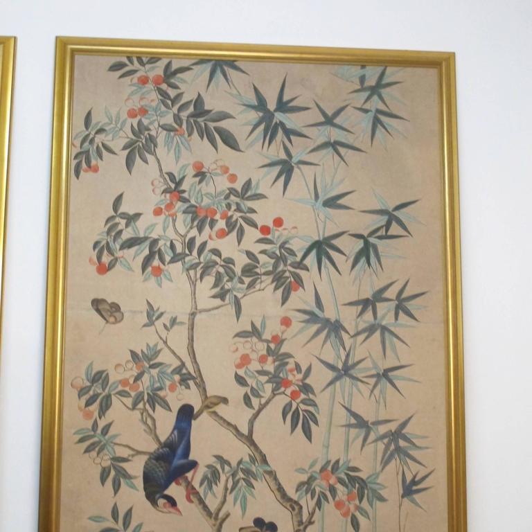 Large Antique Hand Painted Chinese Wallpaper Panels At 1stdibs