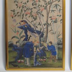 Large Antique Hand Painted Chinese Wallpaper Panels