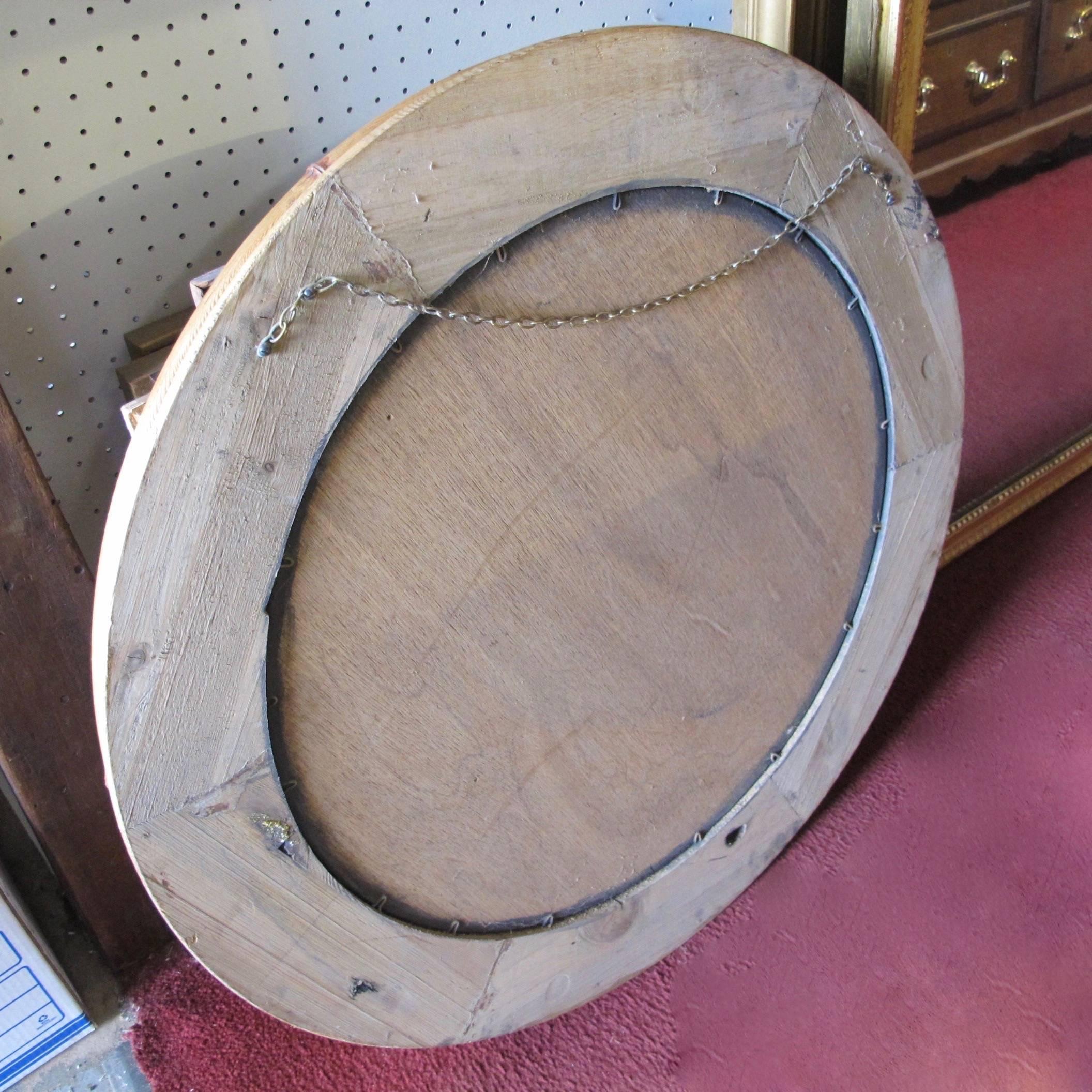 Pine Large Wood Convex Mirror