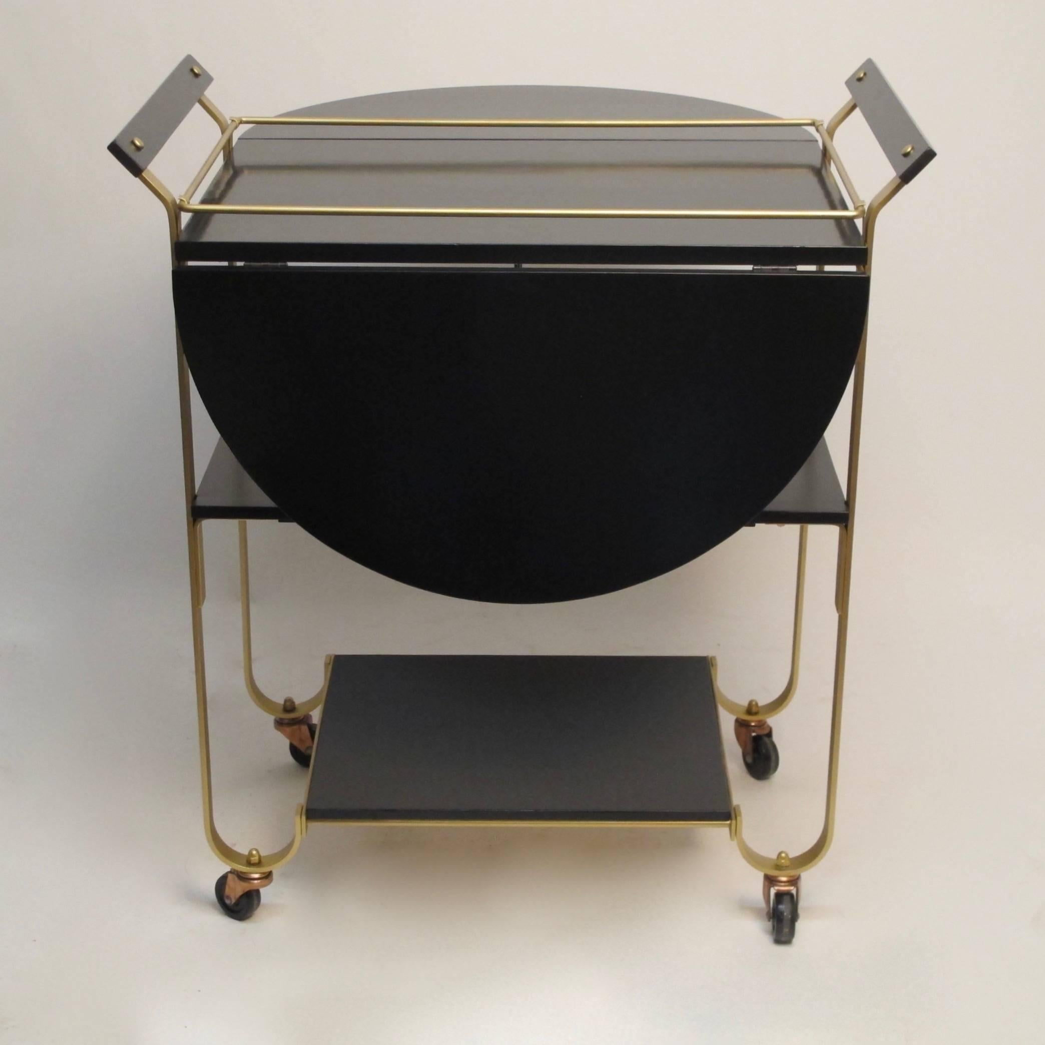 Lacquered Mid-20th Century Brass Bar Cart