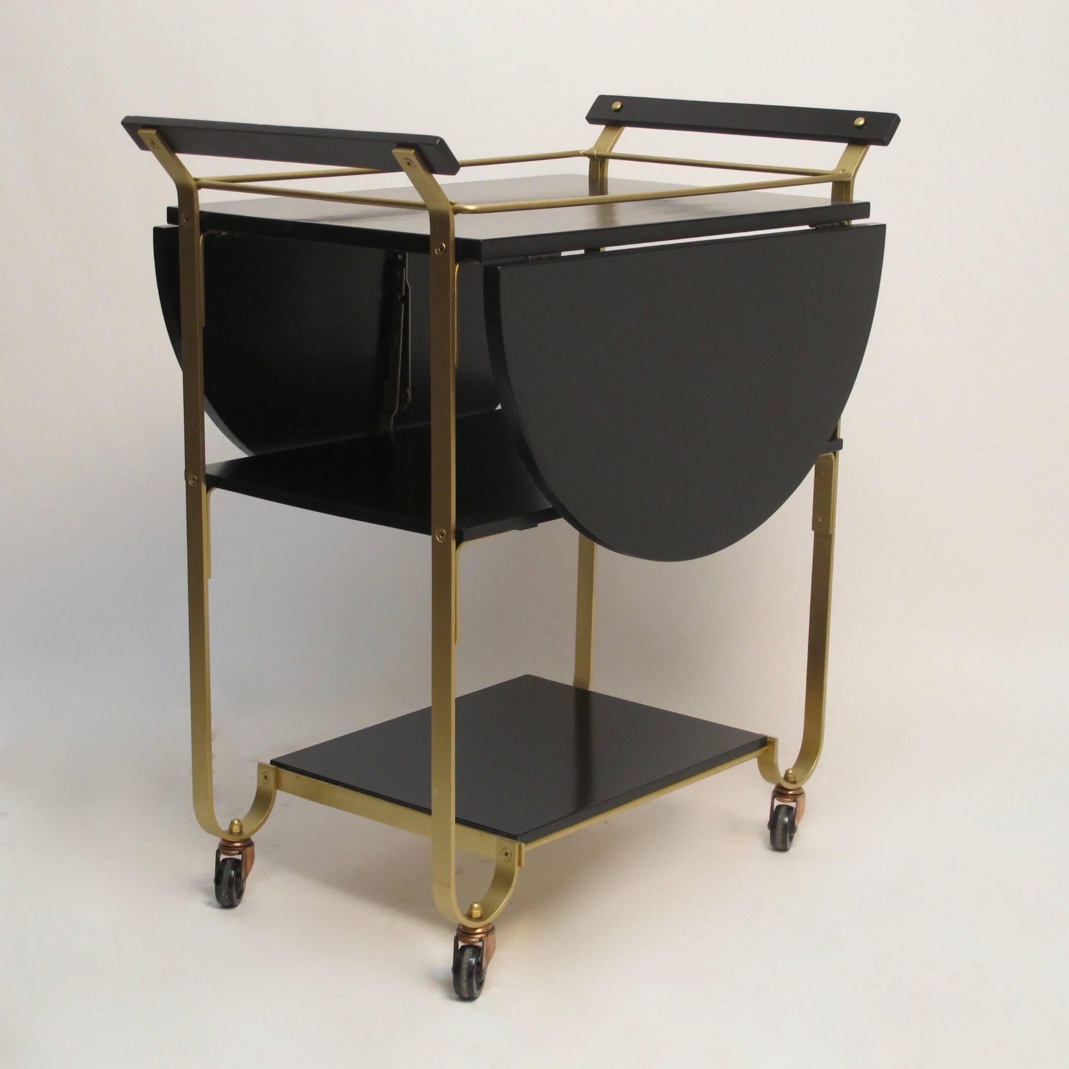 American Mid-20th Century Brass Bar Cart
