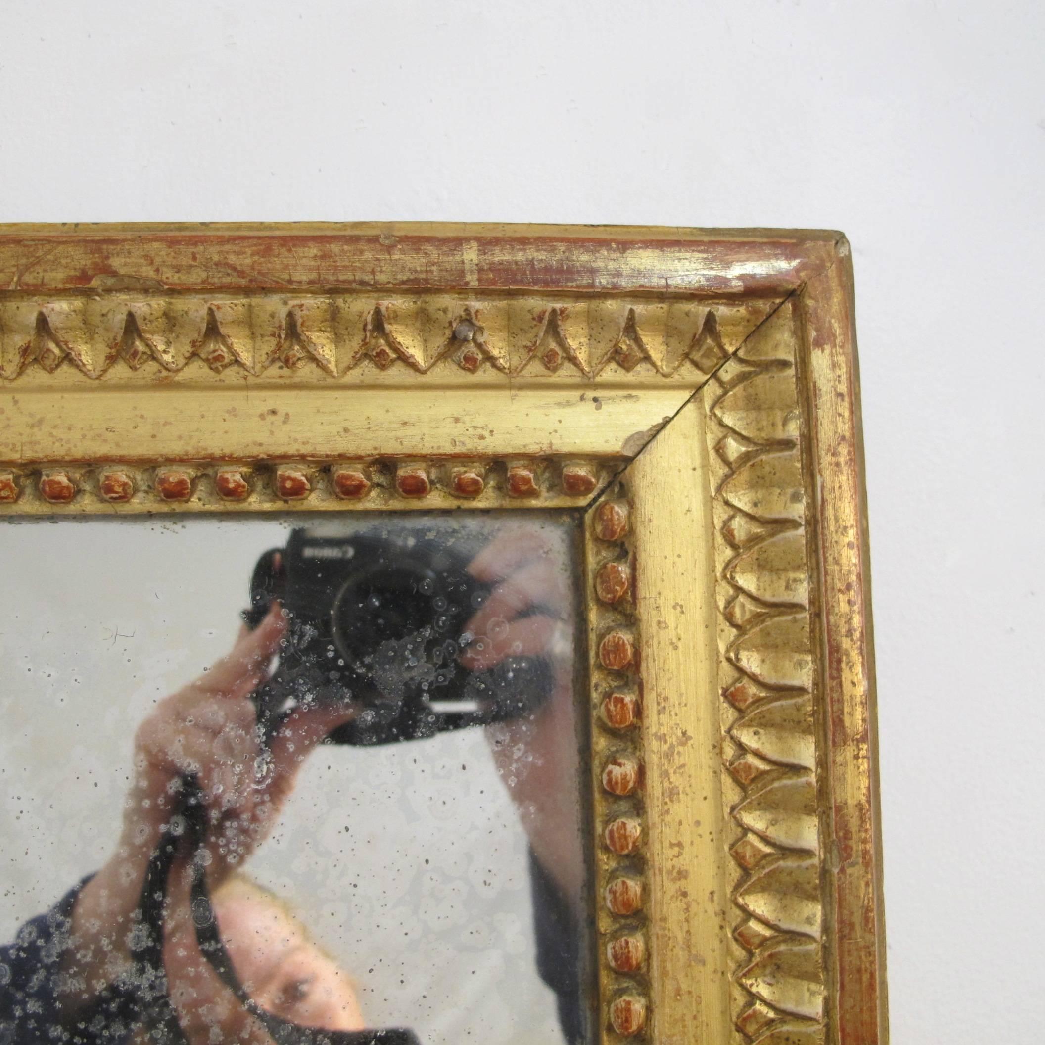 Wood French Louis XVI Carved and Gilt Mirror