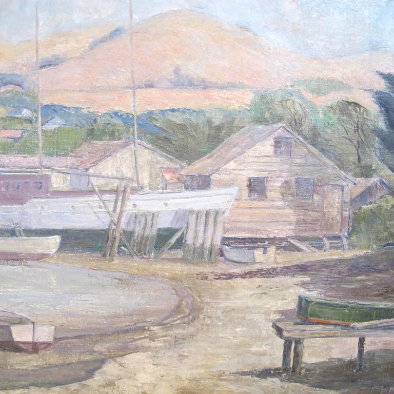 Tiburon Boat Yard Painting by James Welsh Elliott at 1stdibs