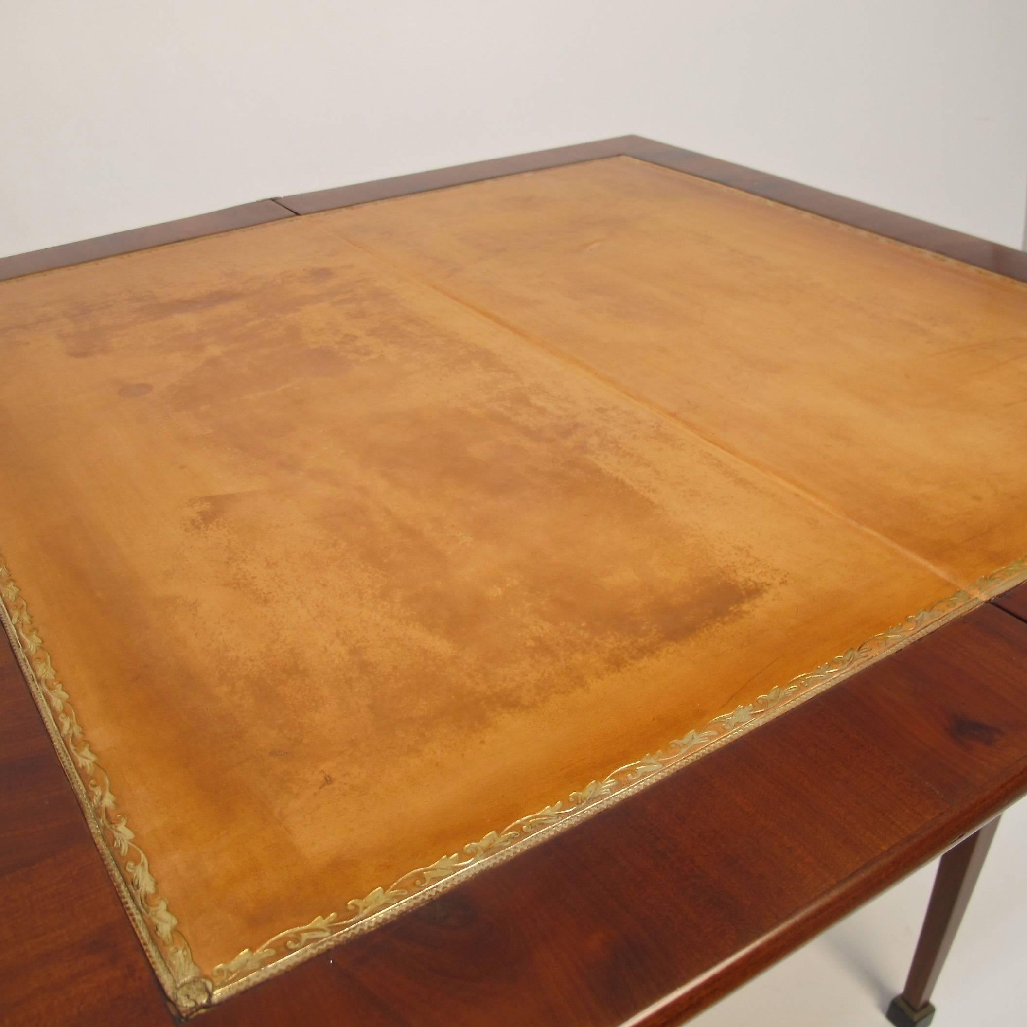 Brass 19th Century Mahogany Neoclassical Style Game Table