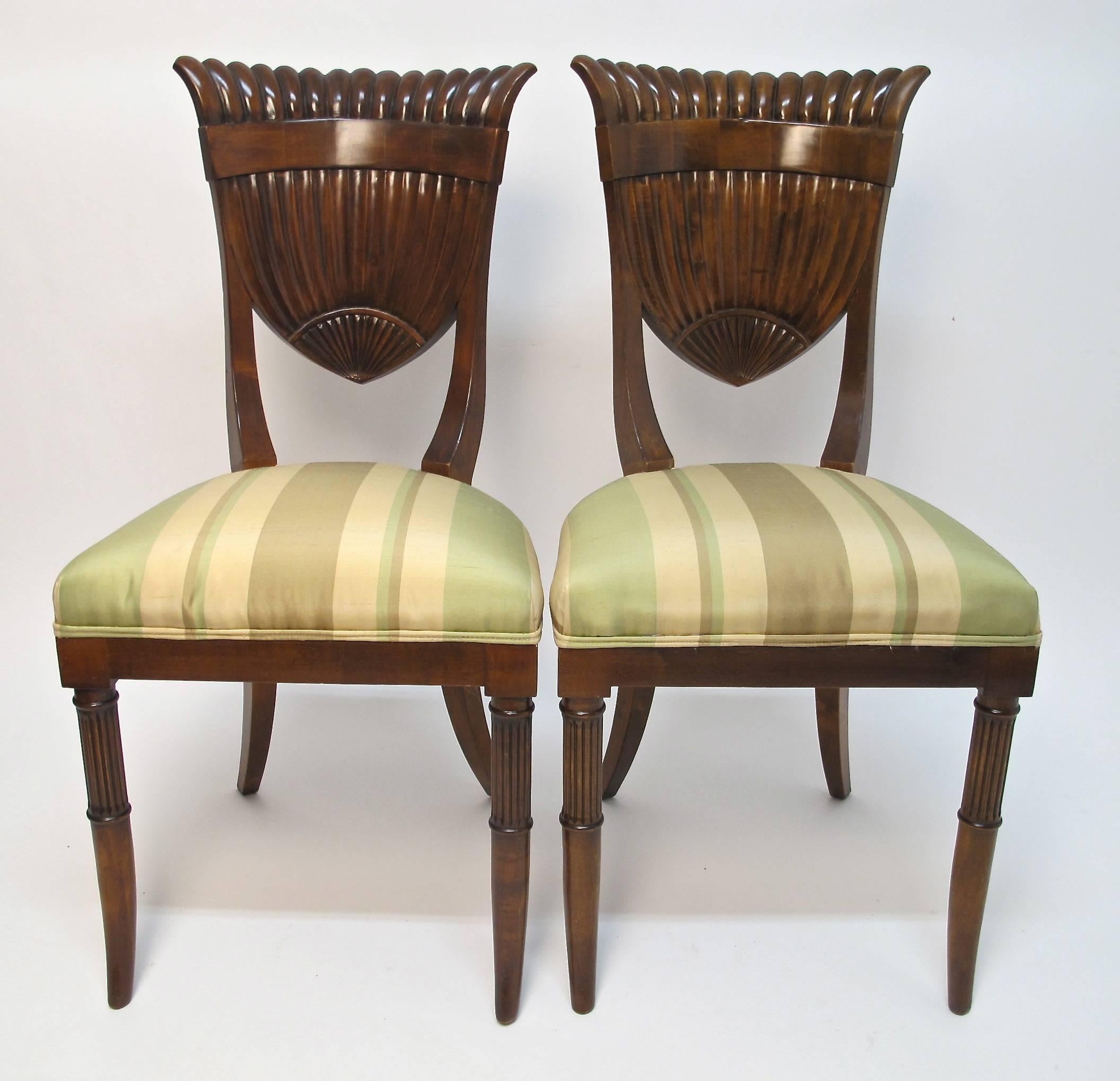 Carved Italian Biedermeier Style Chairs For Sale