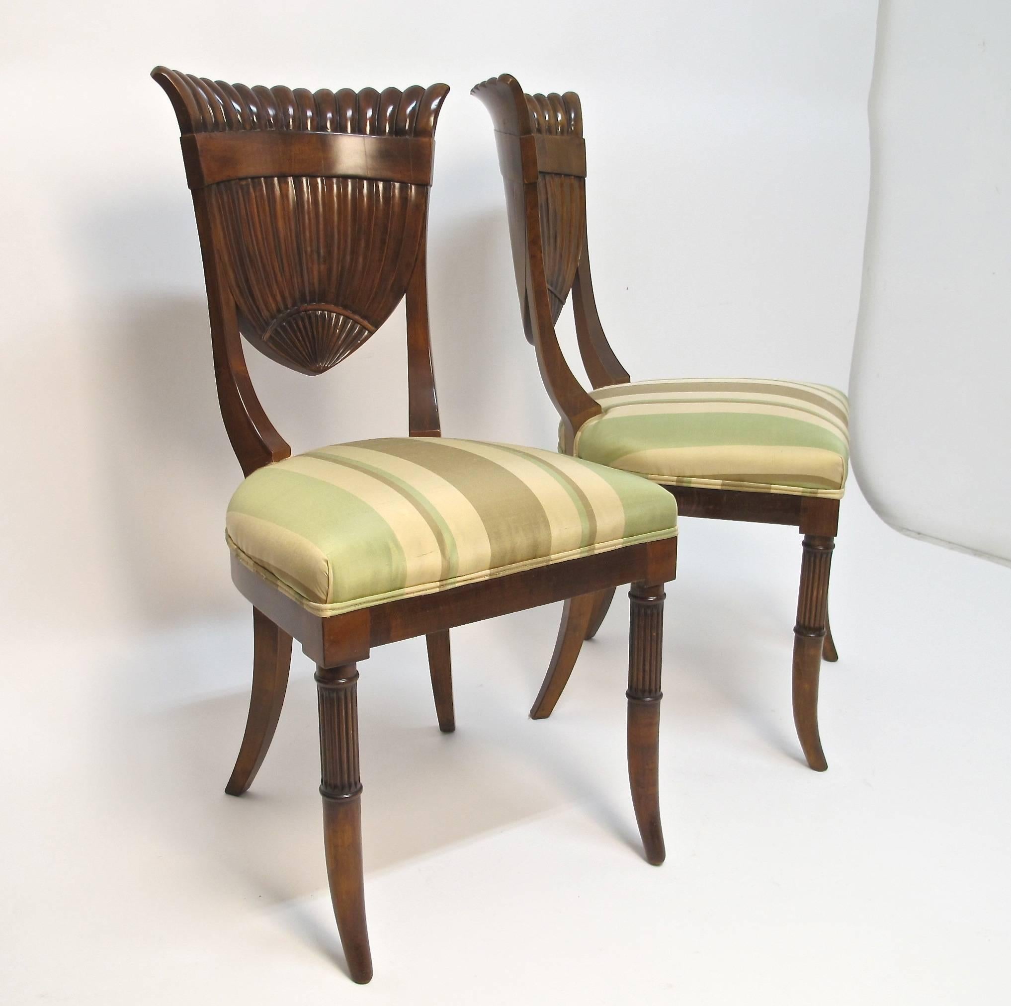 Walnut Italian Biedermeier Style Chairs