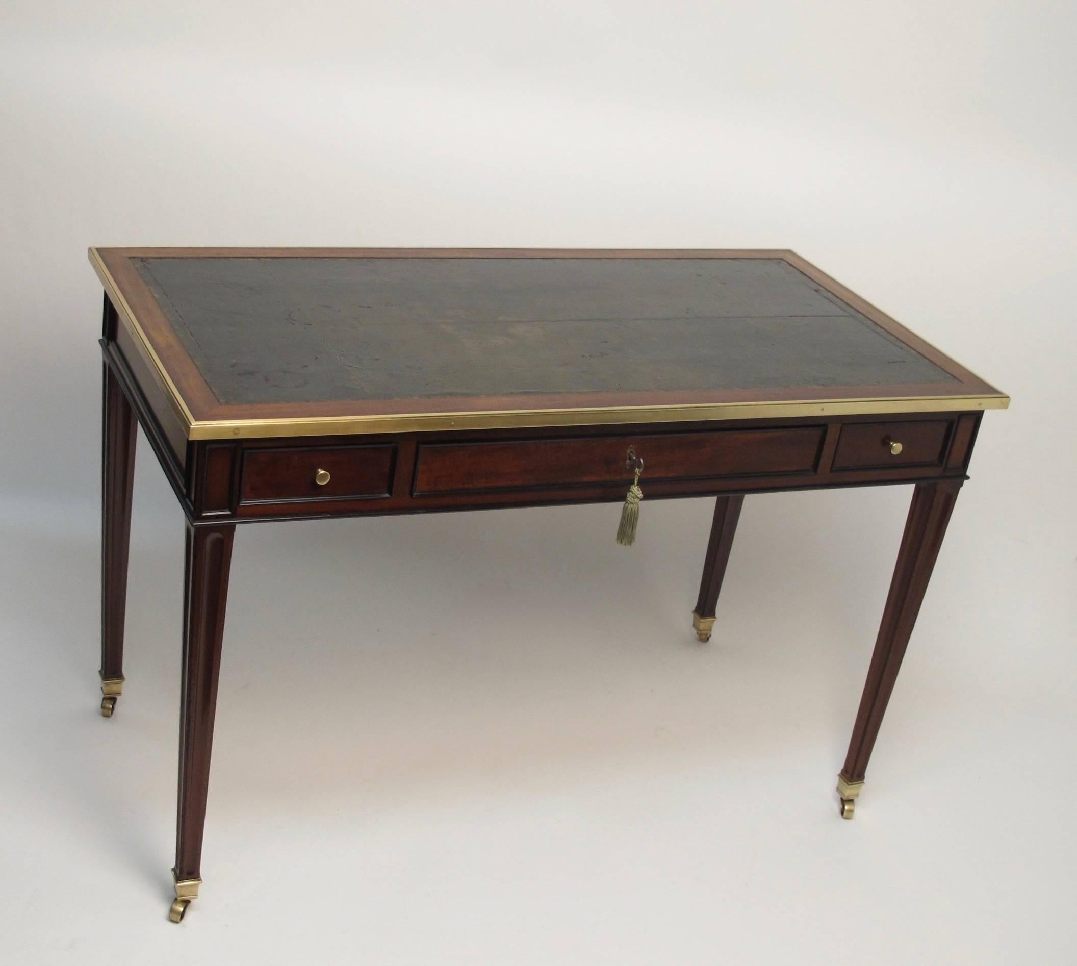 Louis XVI Style Mahogany Bureau Plat Desk 2
