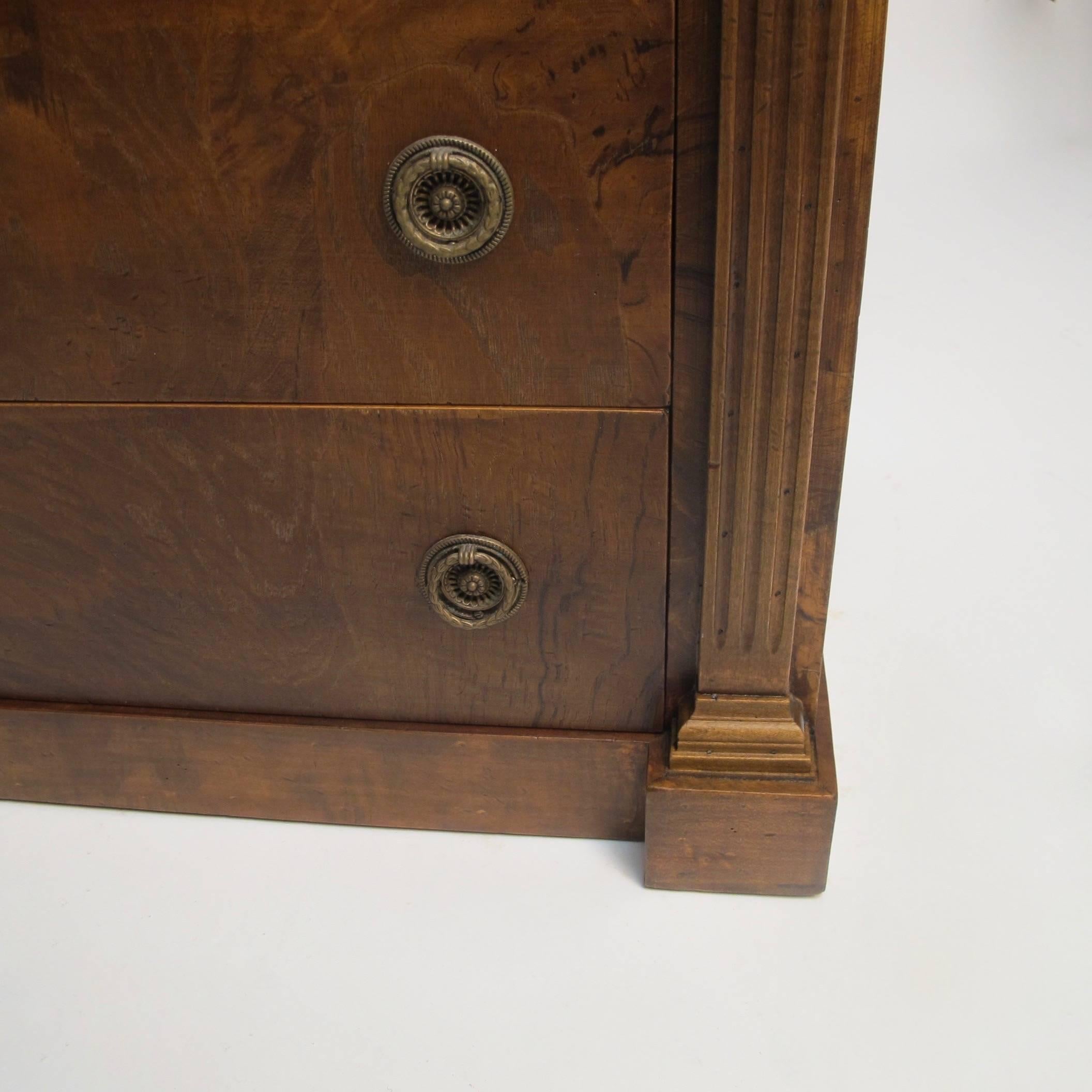 Vintage Italian Neoclassical Style Burl Walnut Side Cabinet 1