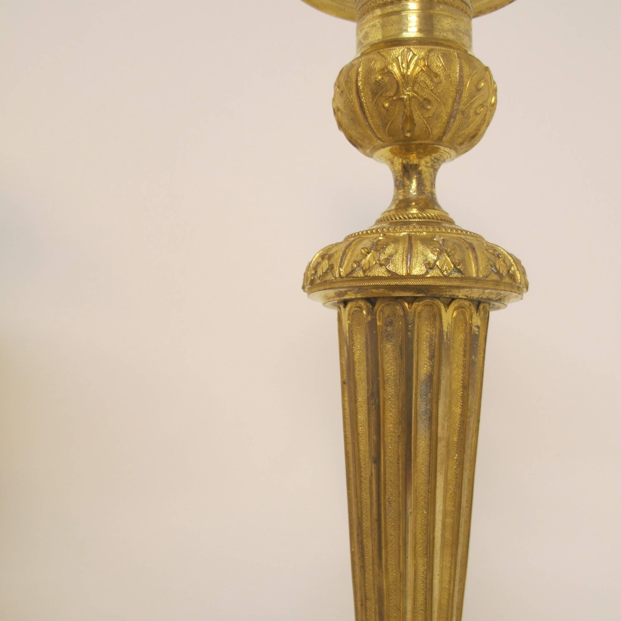 Pair of Louis XVI Style Gilt Bronze Candlesticks 2