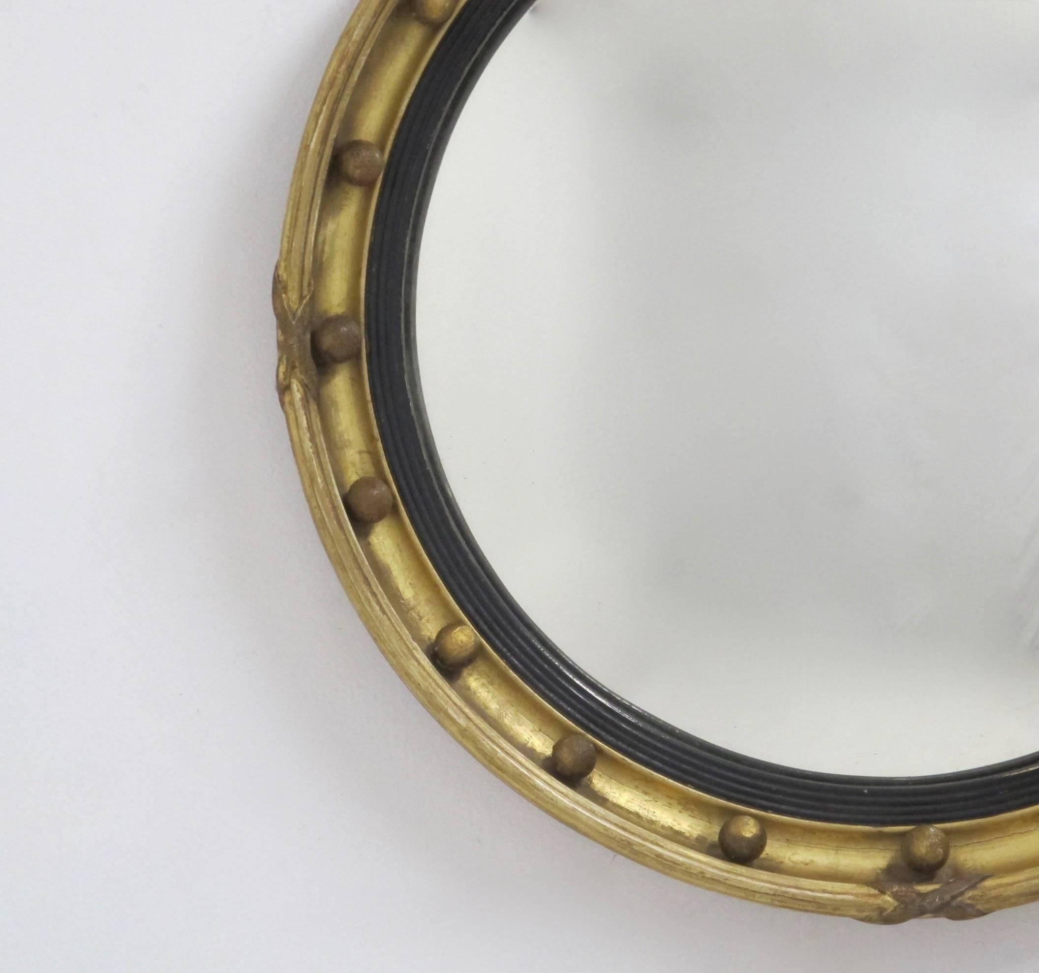 Ebonized Regency Style Convex Mirror