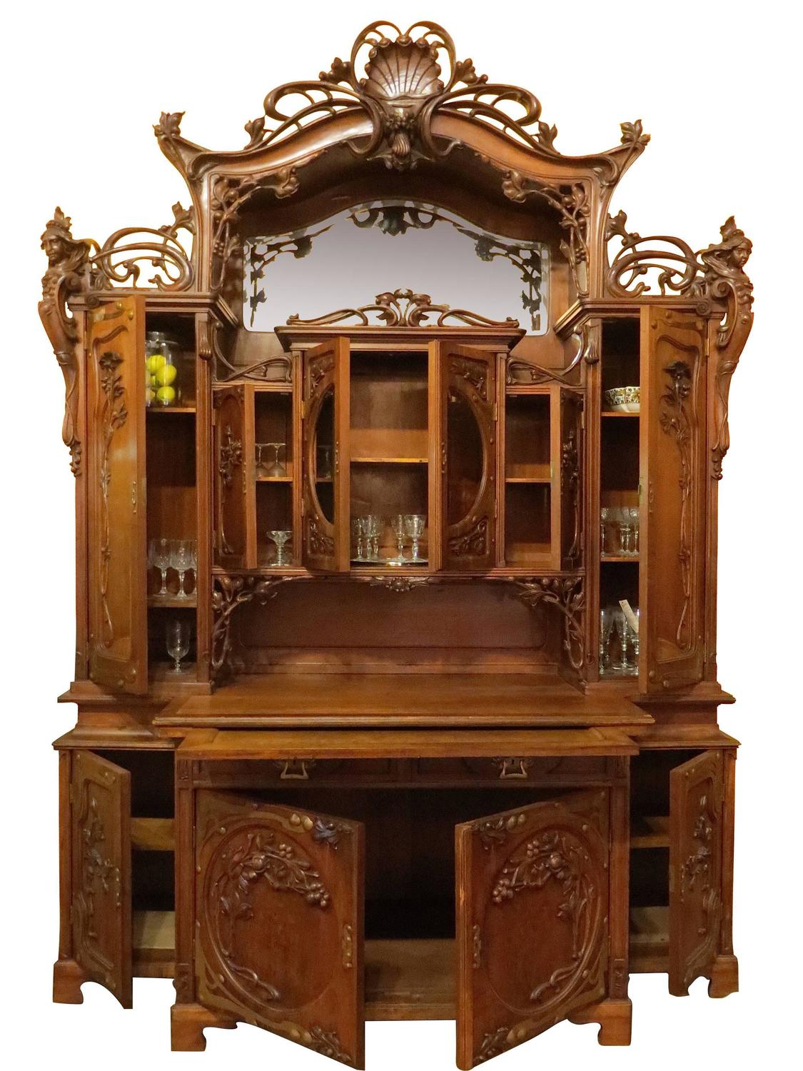 Impressive Art Nouveau Austrian Server or Back Bar For Sale at 1stdibs