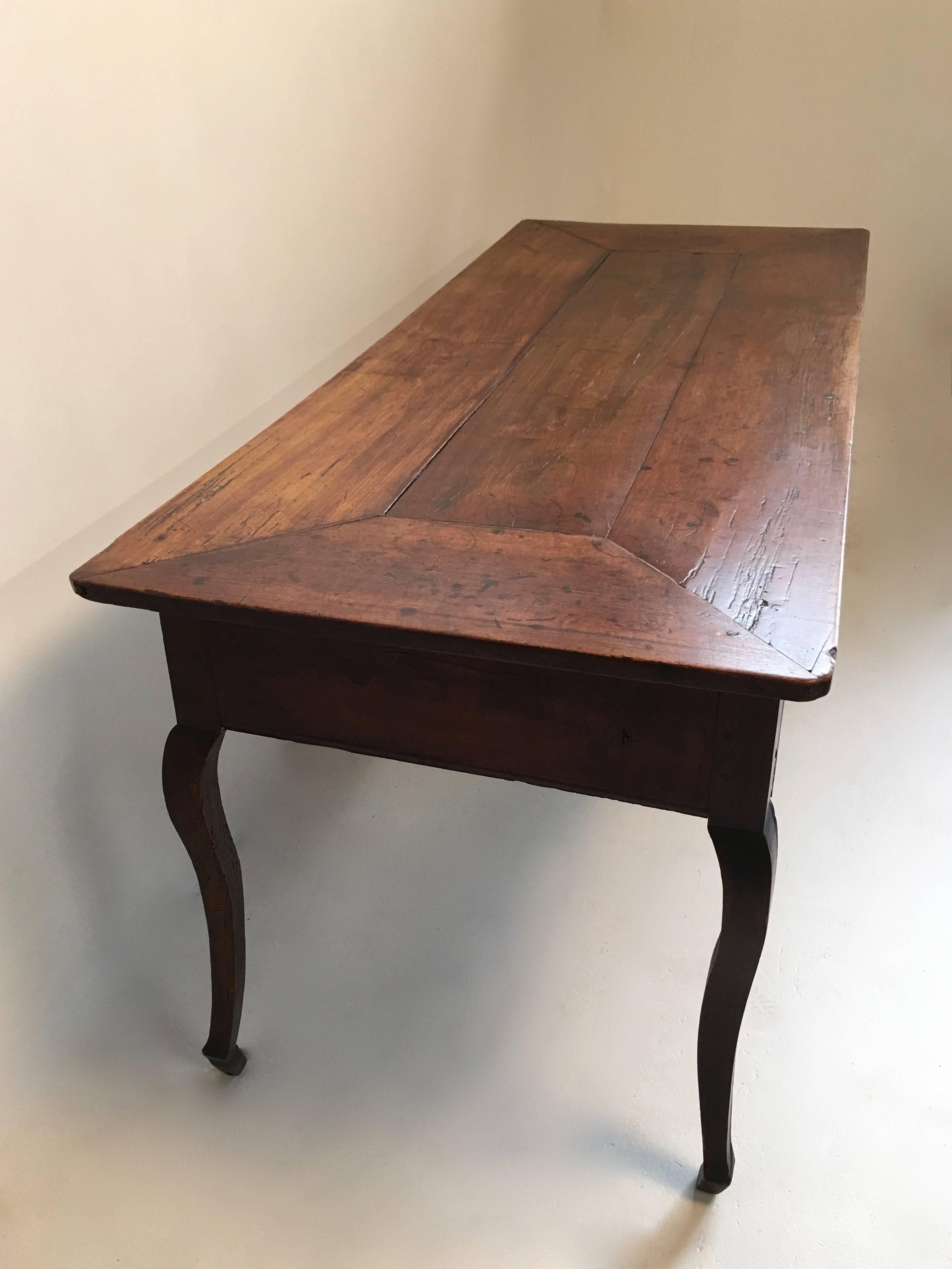 Large French Country Style Walnut Desk or Table, 18th Century 2
