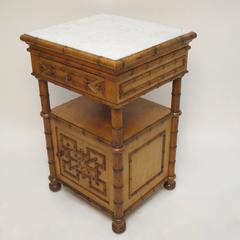 Napoleon III Faux Bamboo Bedside Table Cabinet