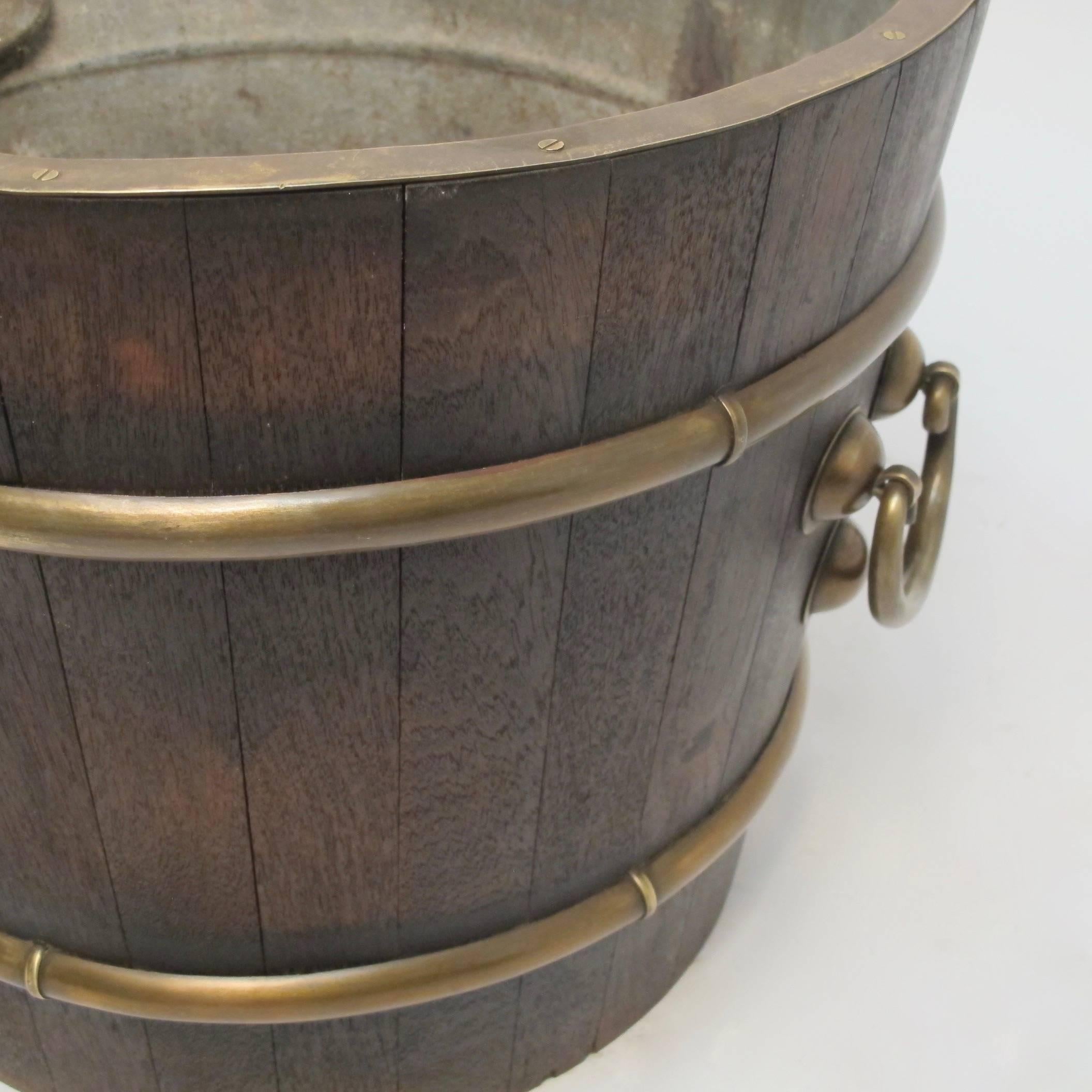 20th Century Chinese Elmwood and Brass Ice Bucket