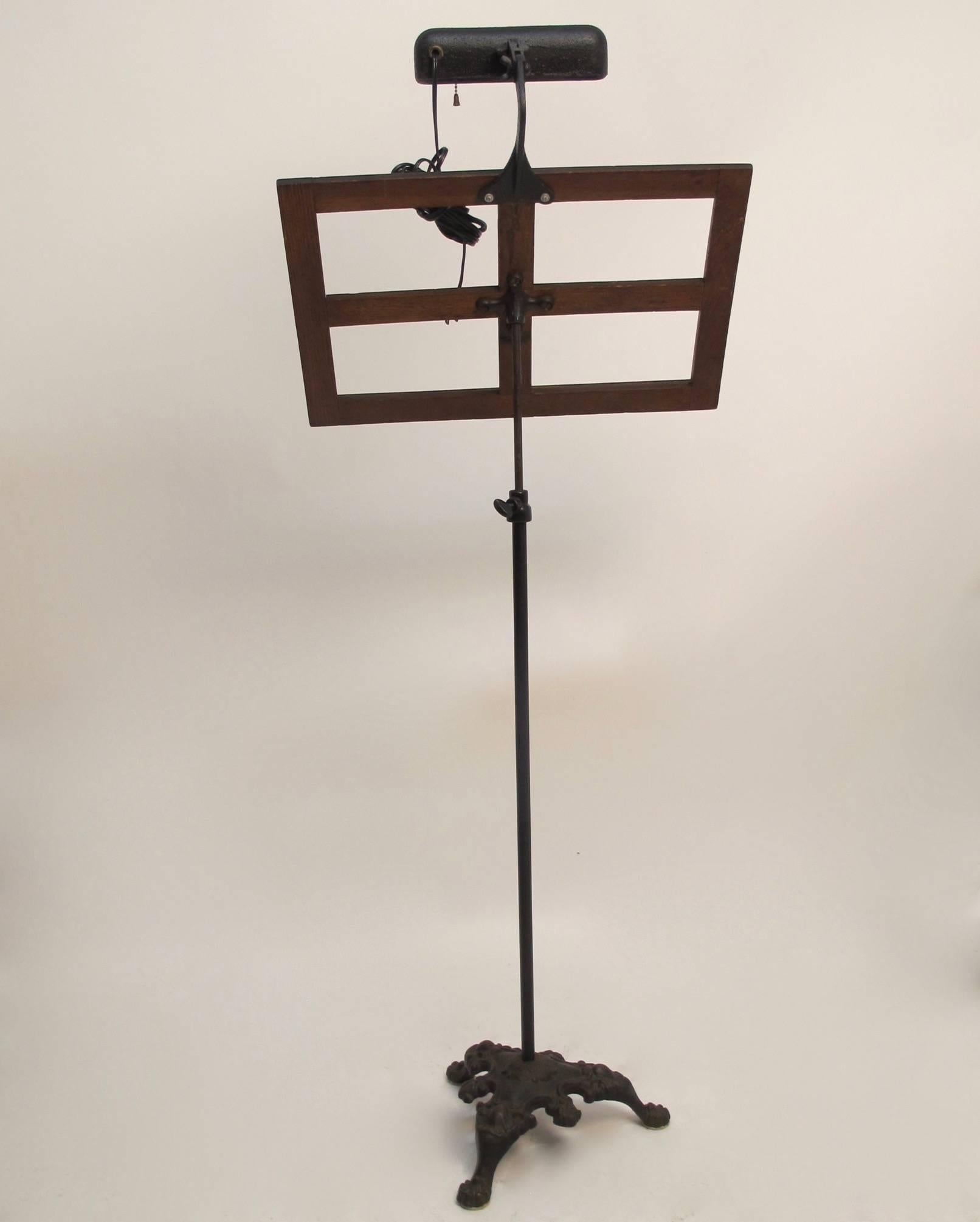 Oak and Iron Music Stand In Excellent Condition In San Francisco, CA