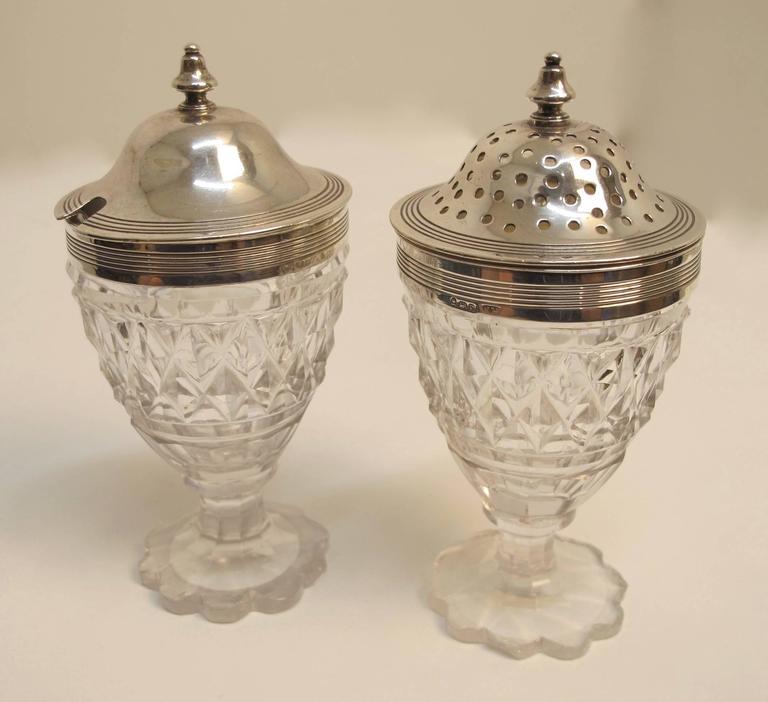 English Sterling and Glass Cruet Set at 1stDibs
