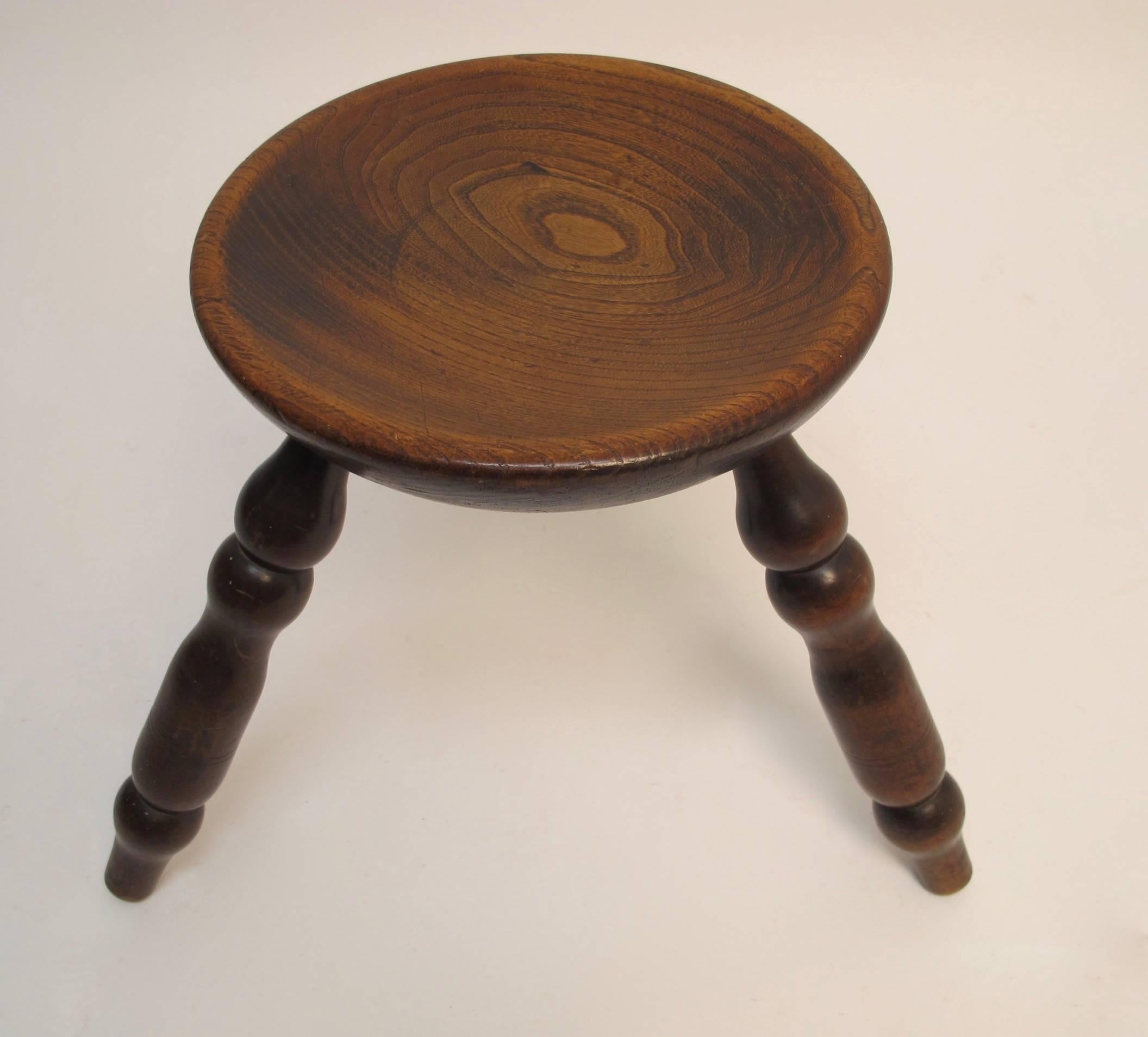 19th Century English Oak Stool In Excellent Condition In San Francisco, CA