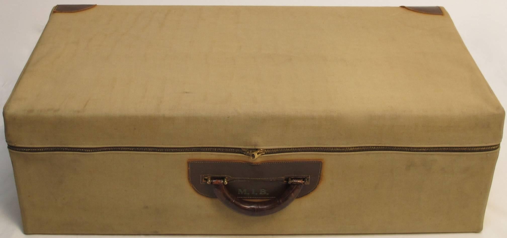 Vintage Alligator Suitcase with Canvas Cover 3