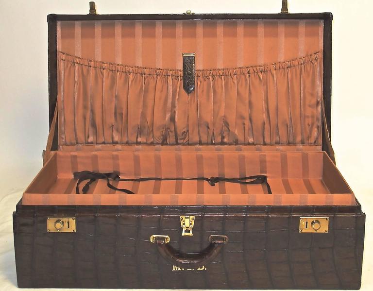 Vintage Alligator Suitcase with Canvas Cover at 1stDibs
