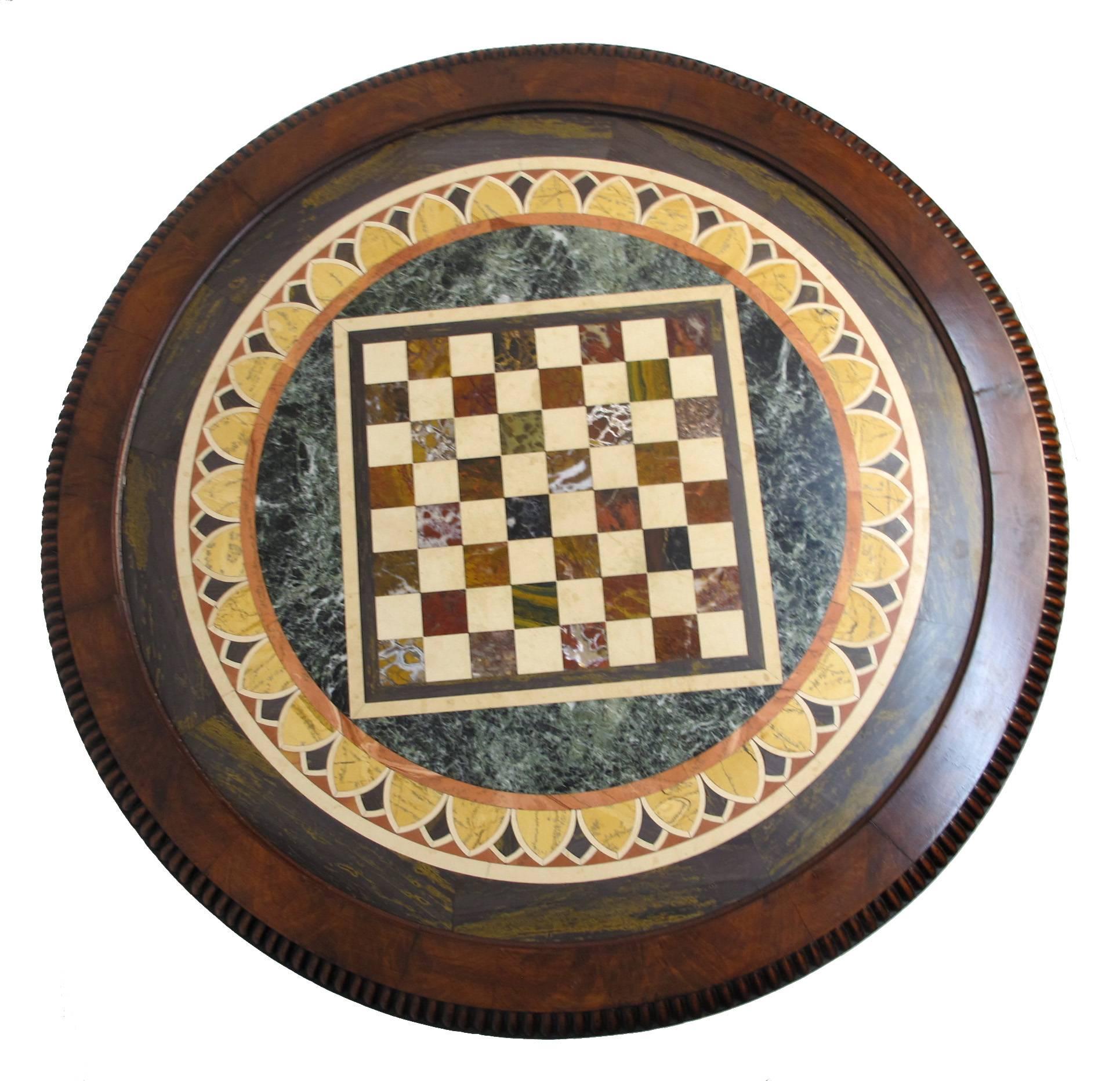 English Regency Mahogany and Marble Game Table In Good Condition For Sale In San Francisco, CA