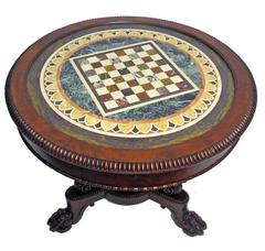 English Regency Mahogany and Marble Game Table