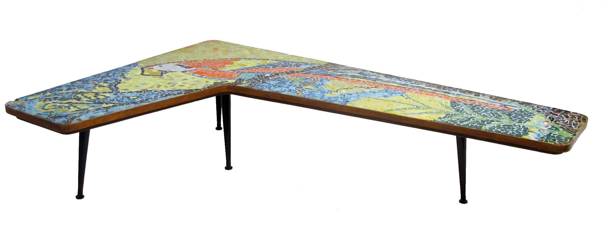 American Mid-Century Mosaic Tile Parrot Coffee Table