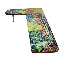 Table basse perroquet en mosaïque du milieu des années 90