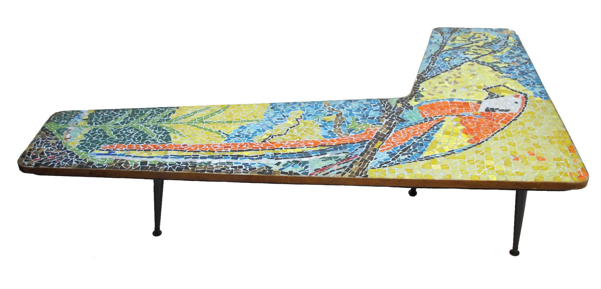Mid-Century Mosaic Tile Parrot Coffee Table 3