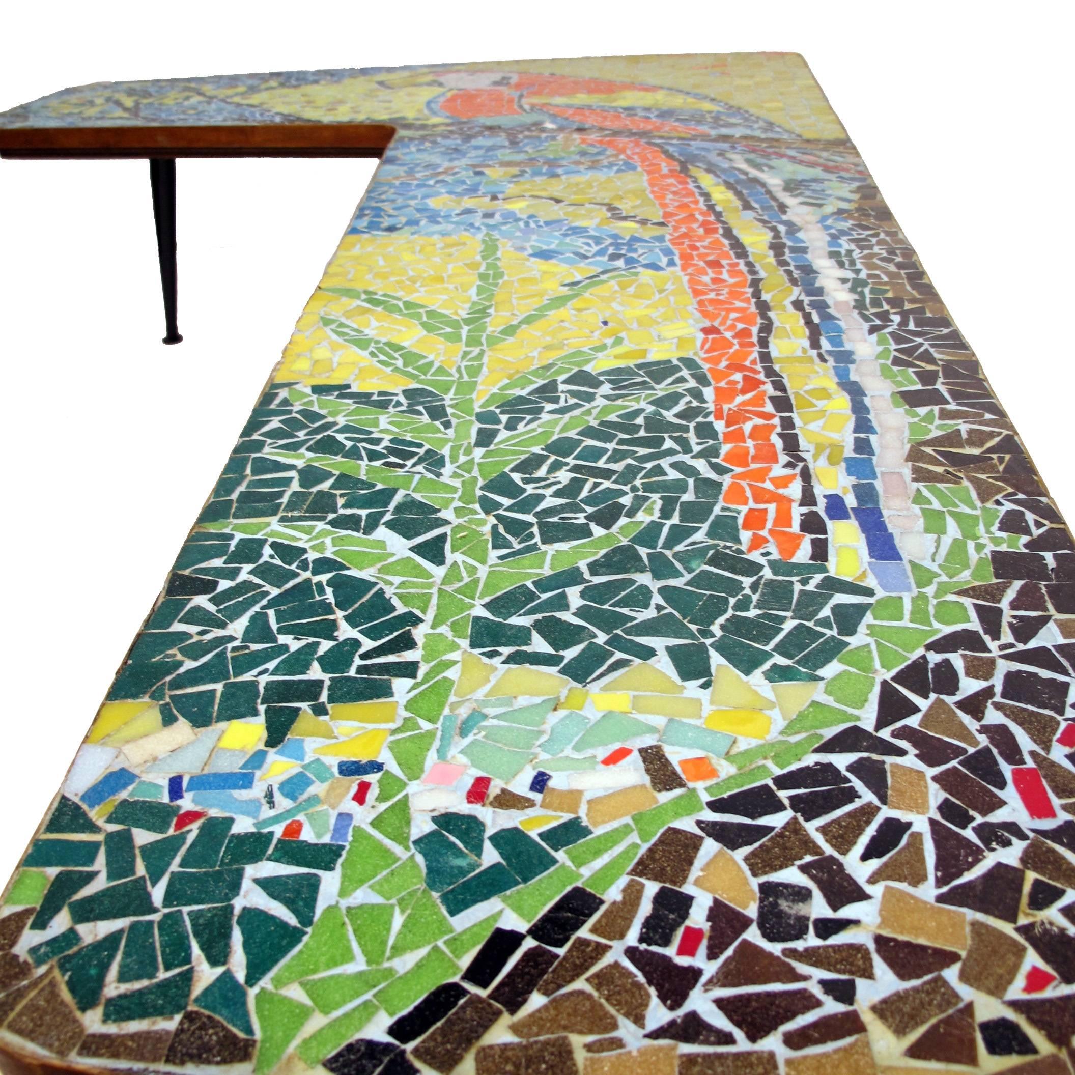 Mid-Century Mosaic Tile Parrot Coffee Table 2