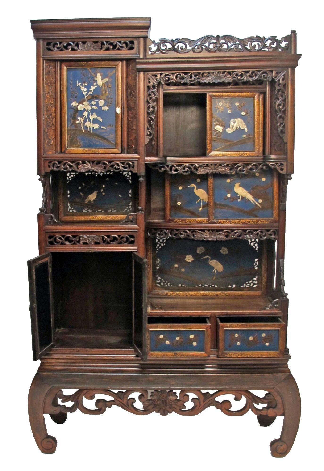 Carved Japanese Cabinet Etagere