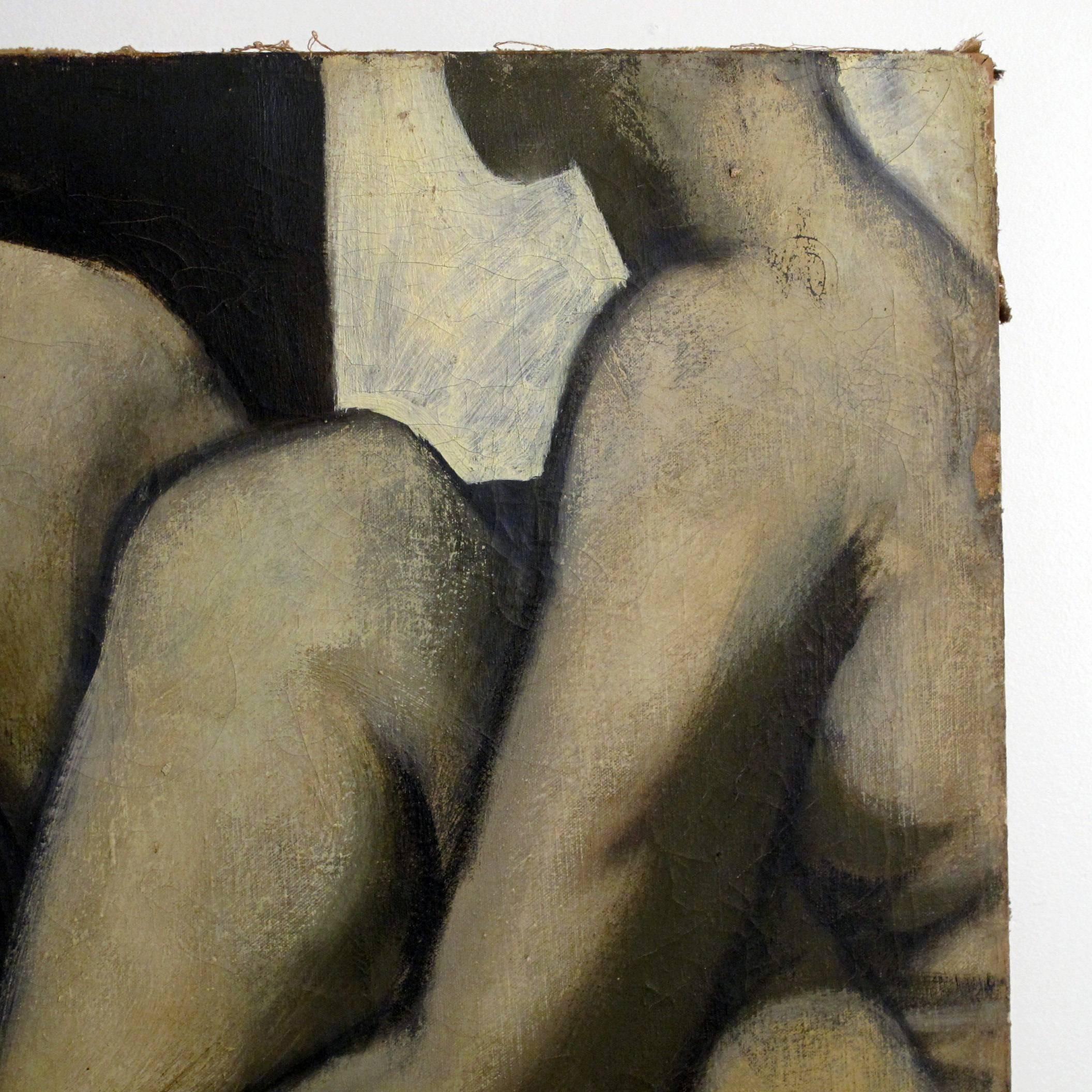 Large Figural Nude Painting by David Ladin, American Mid 20th Century In Excellent Condition For Sale In San Francisco, CA