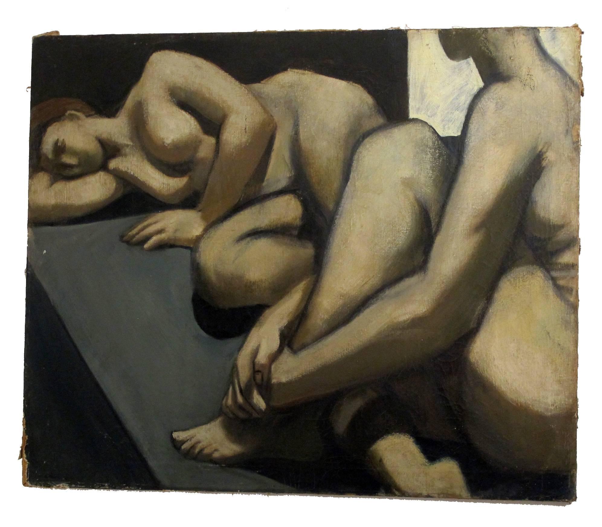 Large Figural Nude Painting by David Ladin, American Mid 20th Century For Sale 1