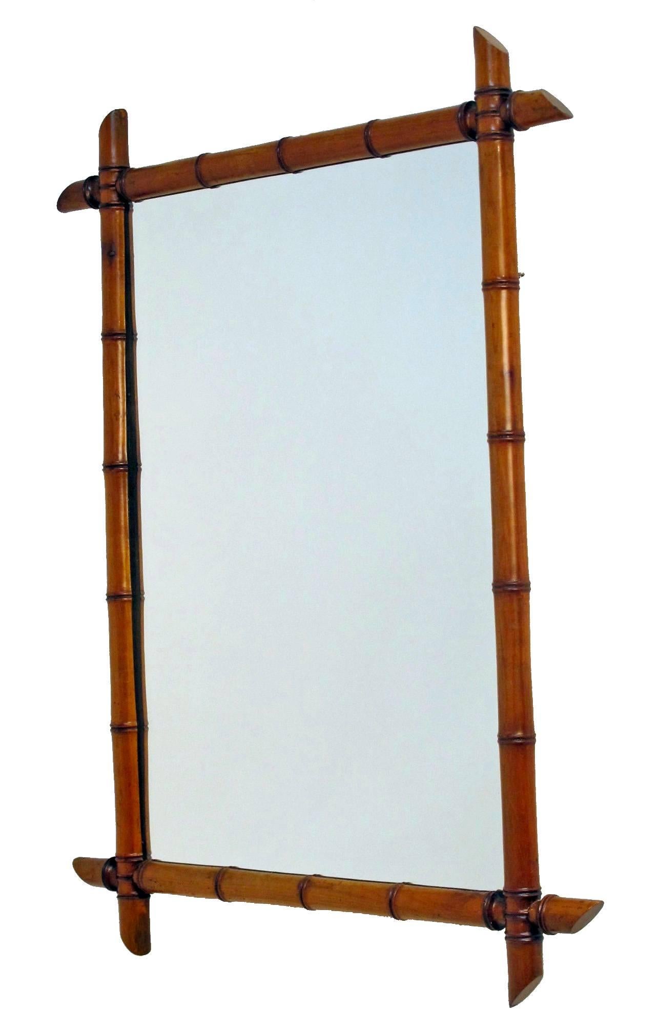 Carved French Louis Philippe Faux Bamboo Mirror