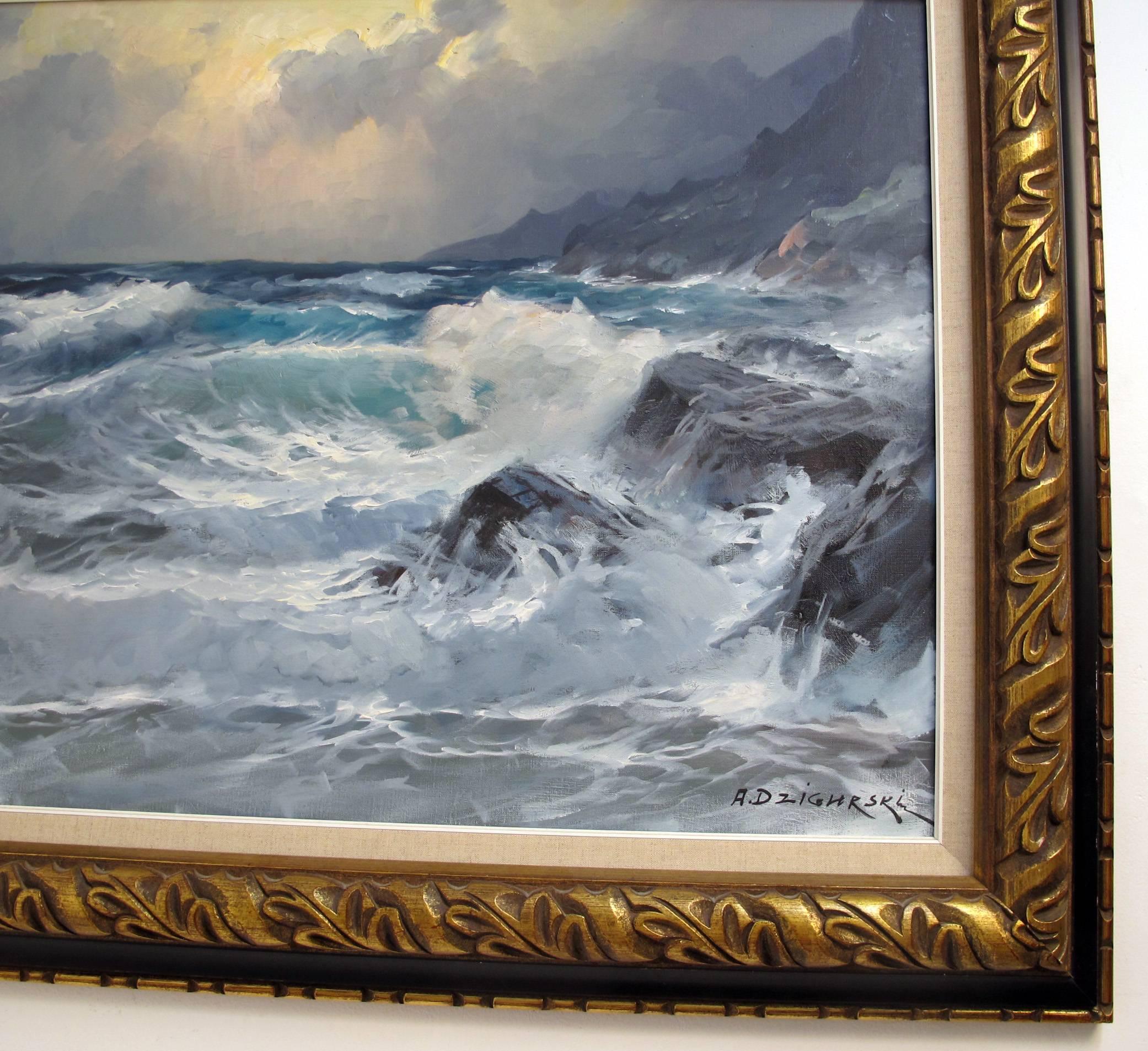 20th Century Monterey Seascape Painting by Alexander Dzigurski