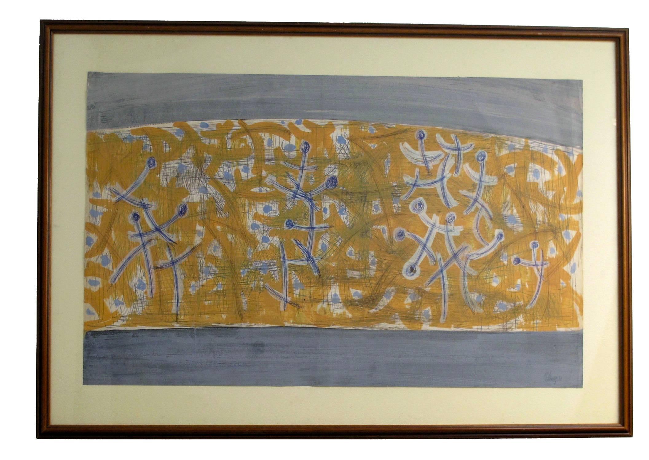 American Mid-Century Abstract Painting by California Artist Robert Gilberg For Sale