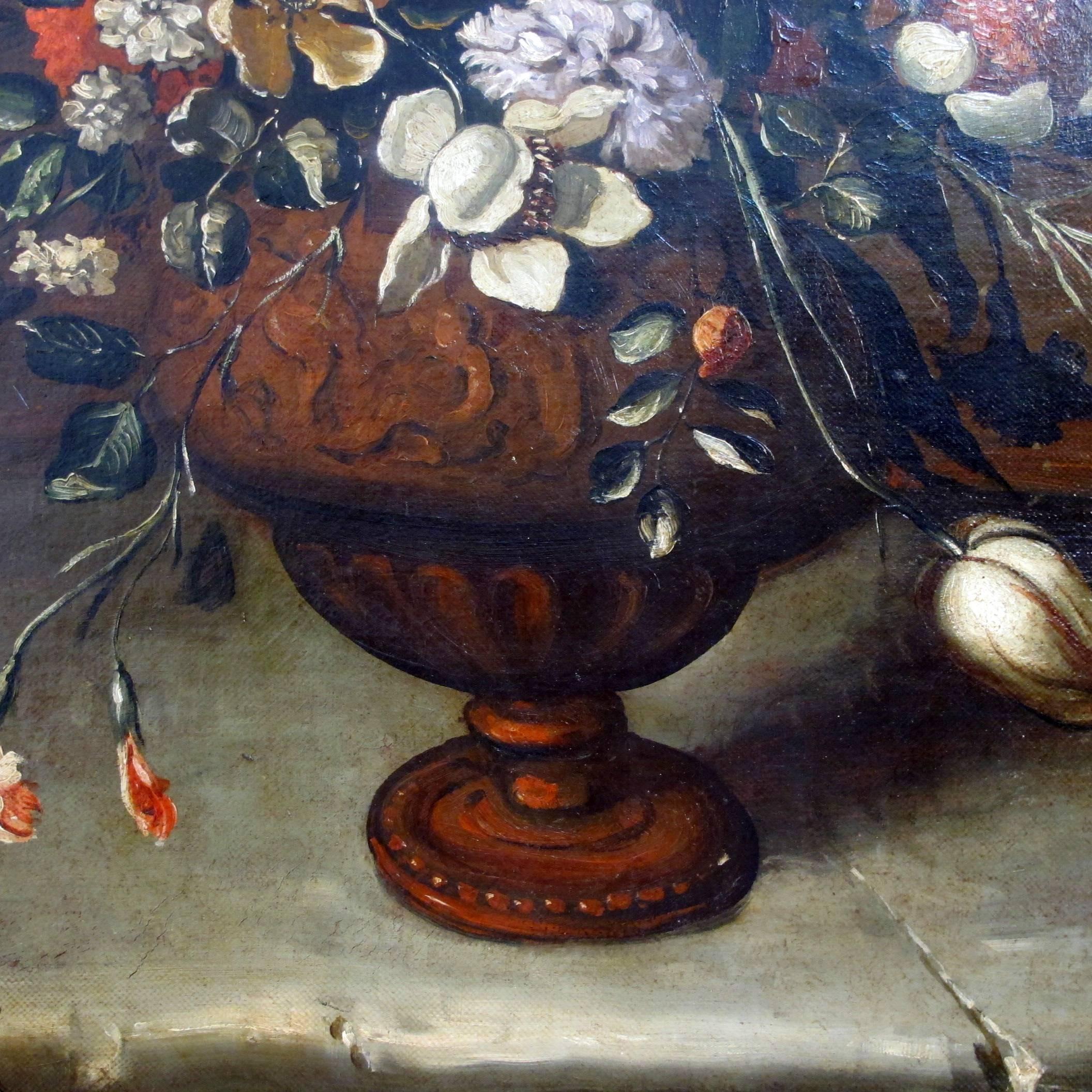 Painted Hexagonal Floral Still Life 19th Century