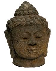Large Carved Volcanic Stone Buddha Head Sculpture