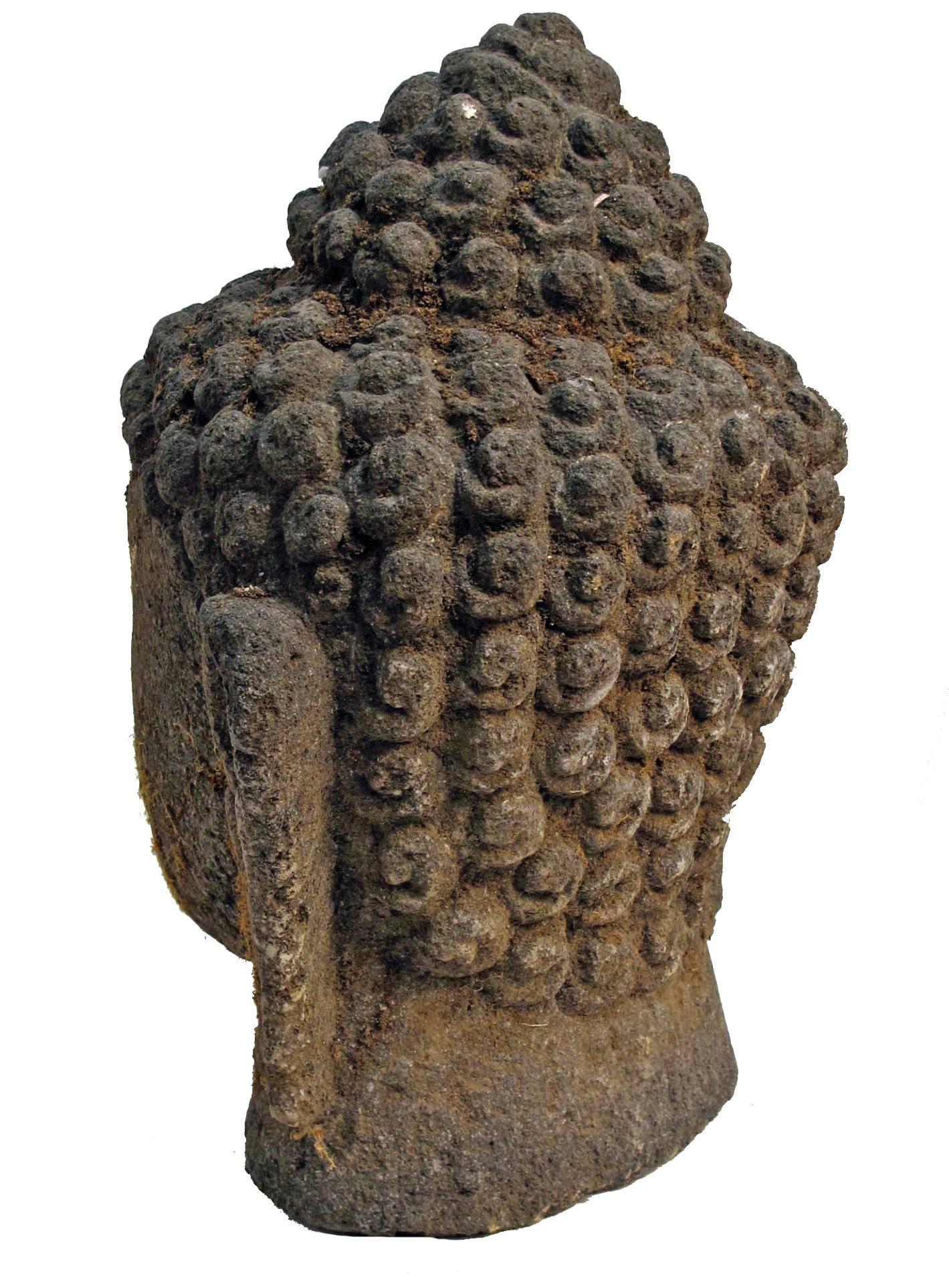 Chinese Large Carved Volcanic Stone Buddha Head Sculpture