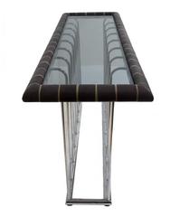 Shagreen and Chrome Console Table with Glass Top