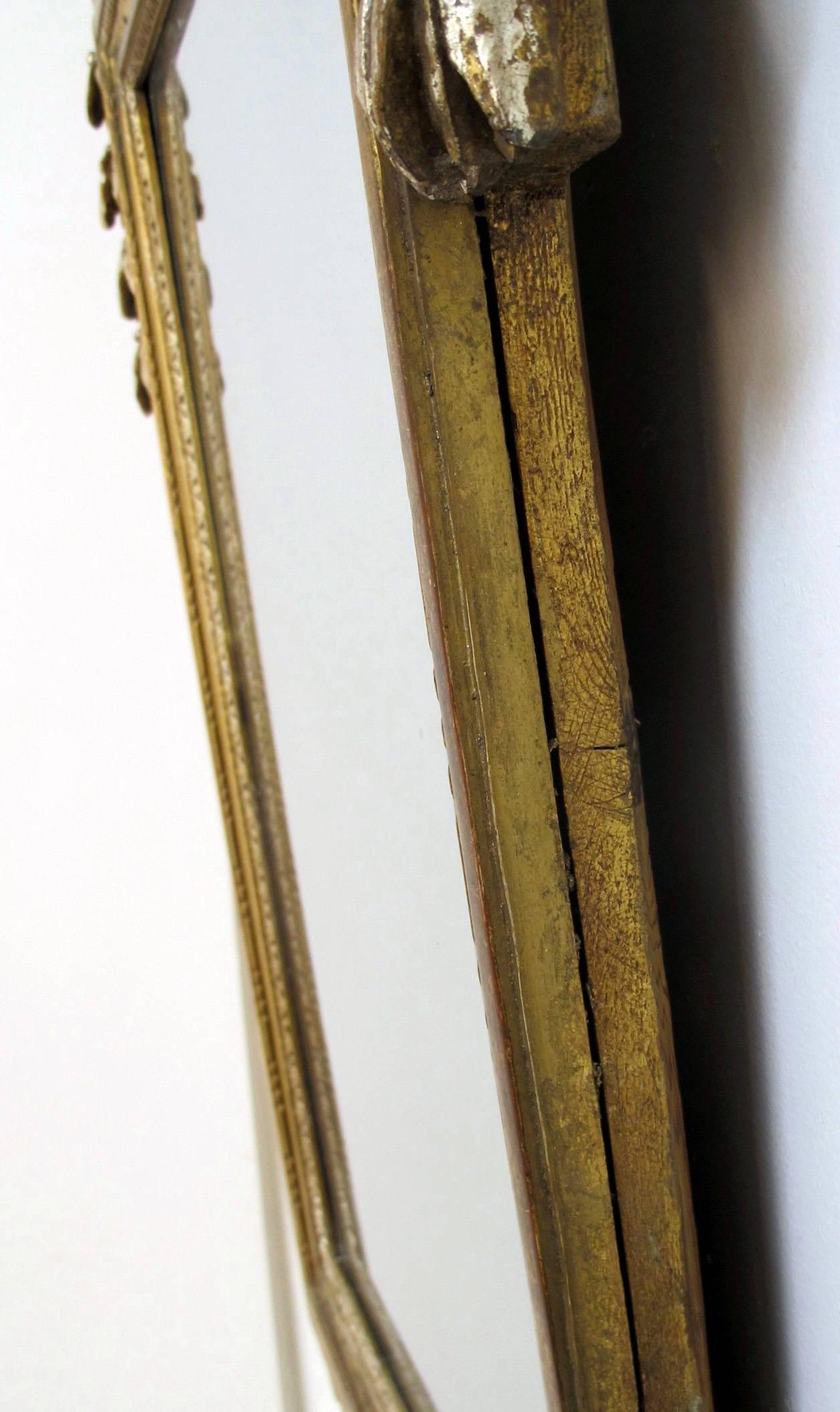 18th Century and Earlier French 18th Century Louis XV White Gold Gilt Mirror