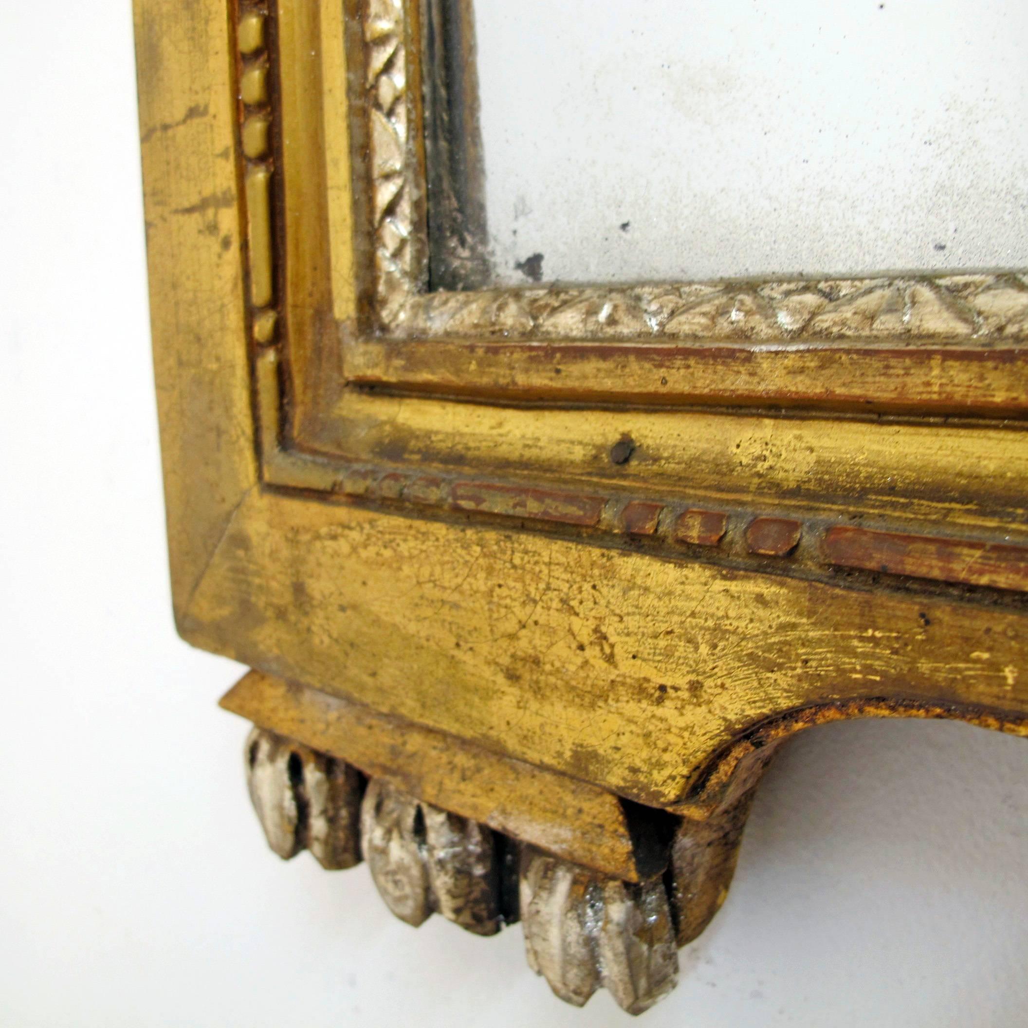 French 18th Century Louis XV White Gold Gilt Mirror 1