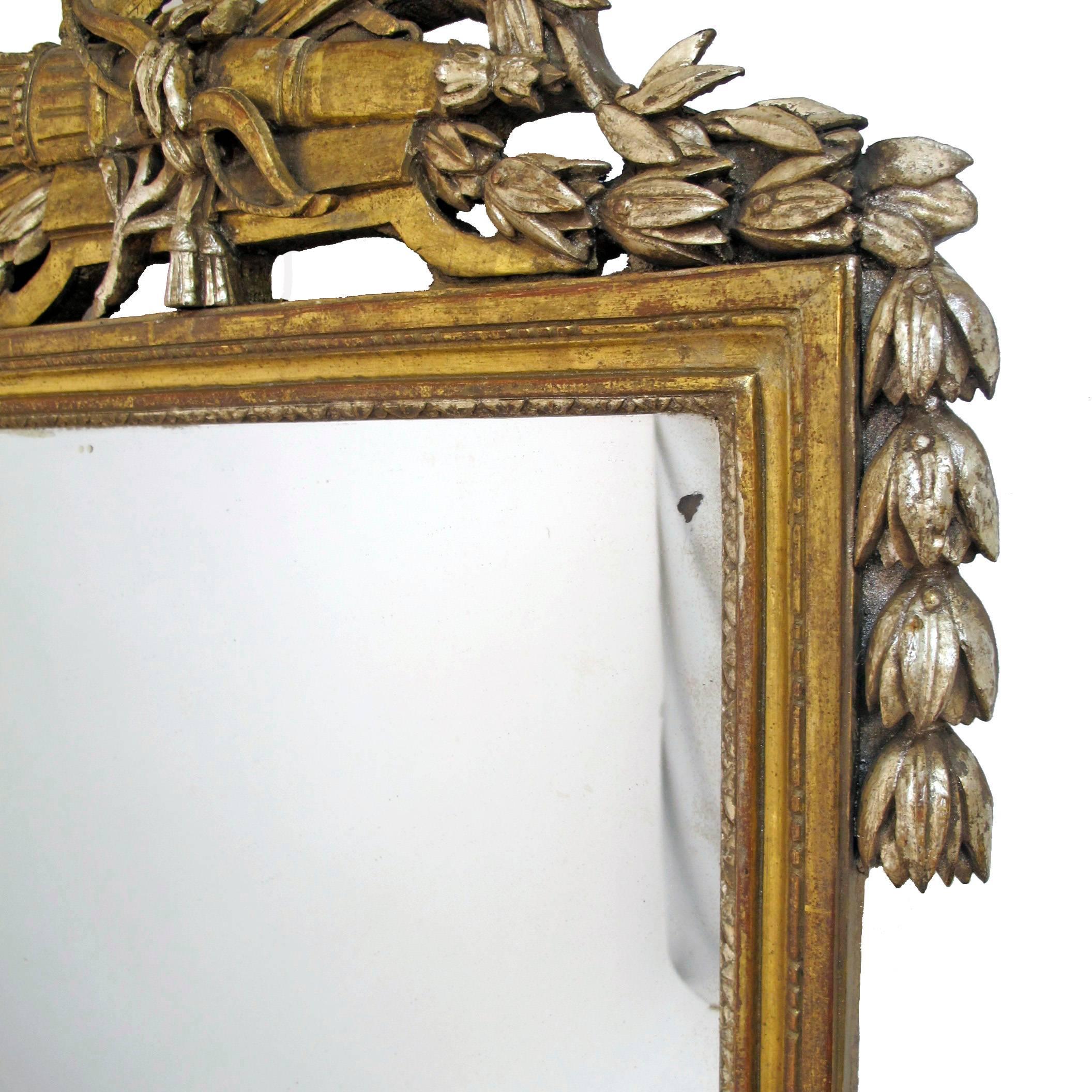 Carved French 18th Century Louis XV White Gold Gilt Mirror