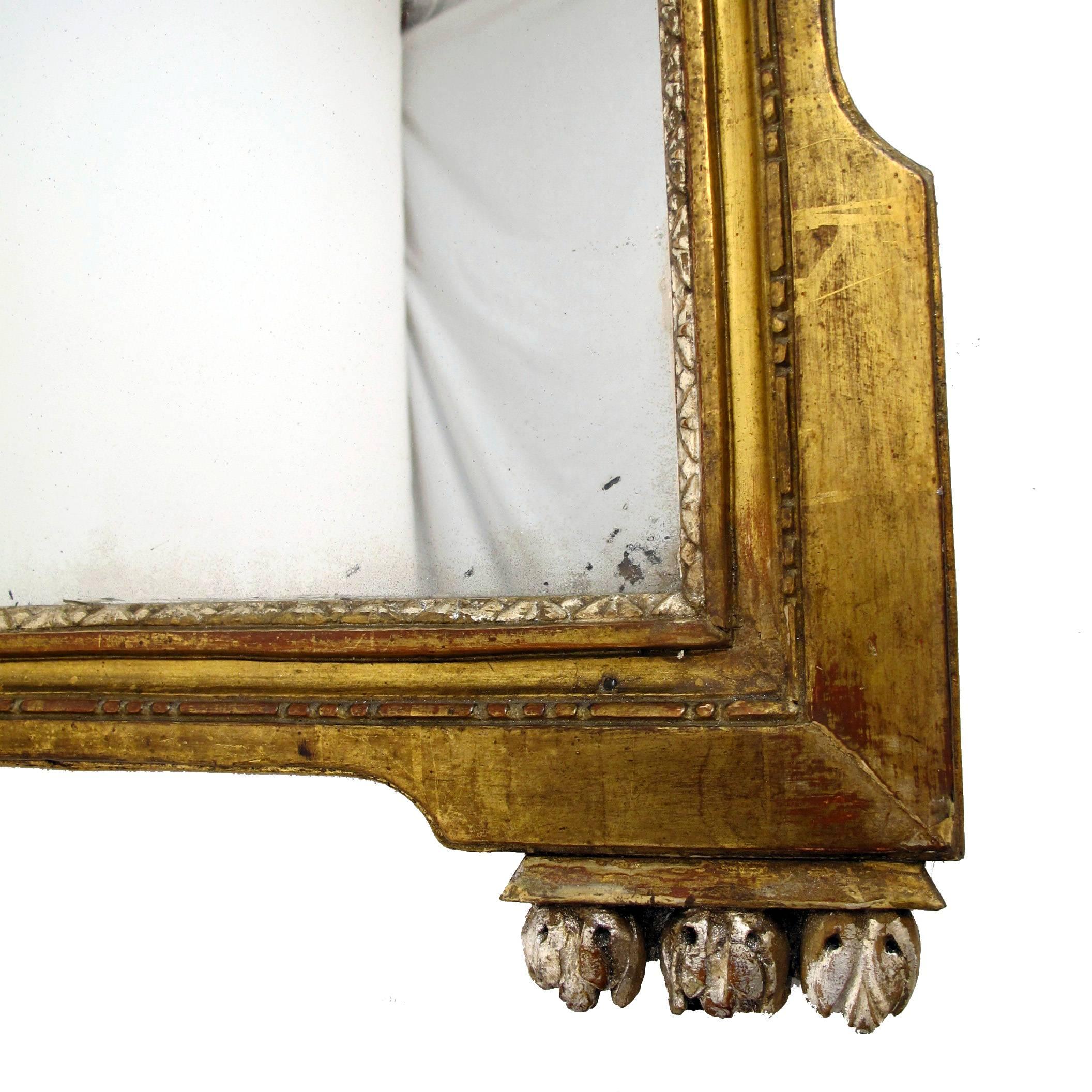 French 18th Century Louis XV White Gold Gilt Mirror In Excellent Condition In San Francisco, CA